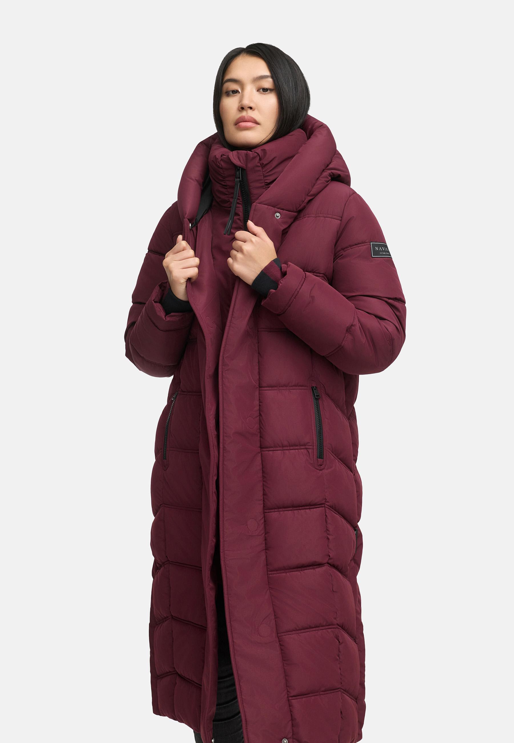 Damen Steppmantel mit Rucksackträger "Engelsfeder XIV" Wine