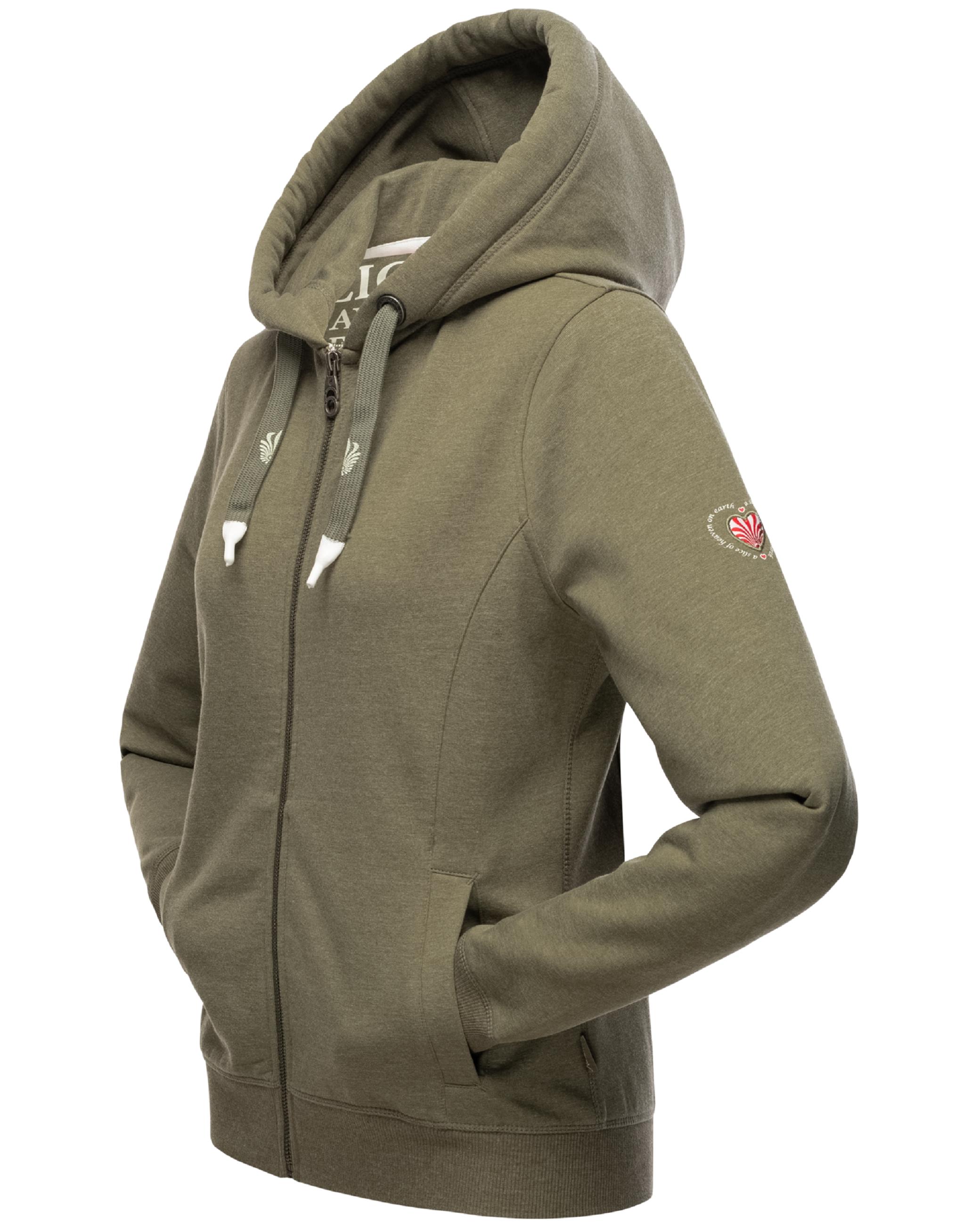 Extraweiche Sweatjacke mit Kapuze "Engelshaar" Dusty Olive Melange