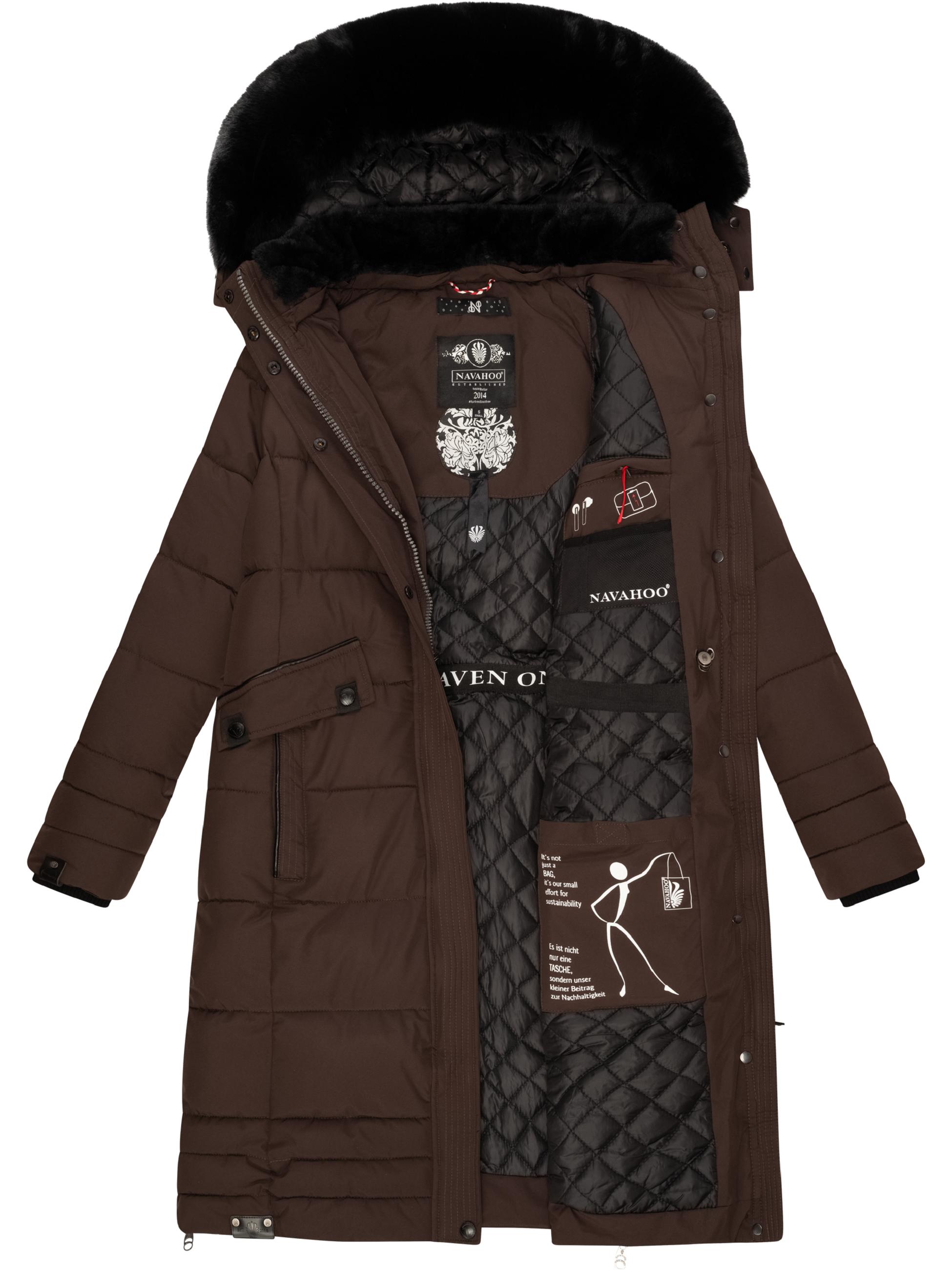 Wintermantel mit abnehmbarer Kapuze "Fahmiyaa" Dark Choco