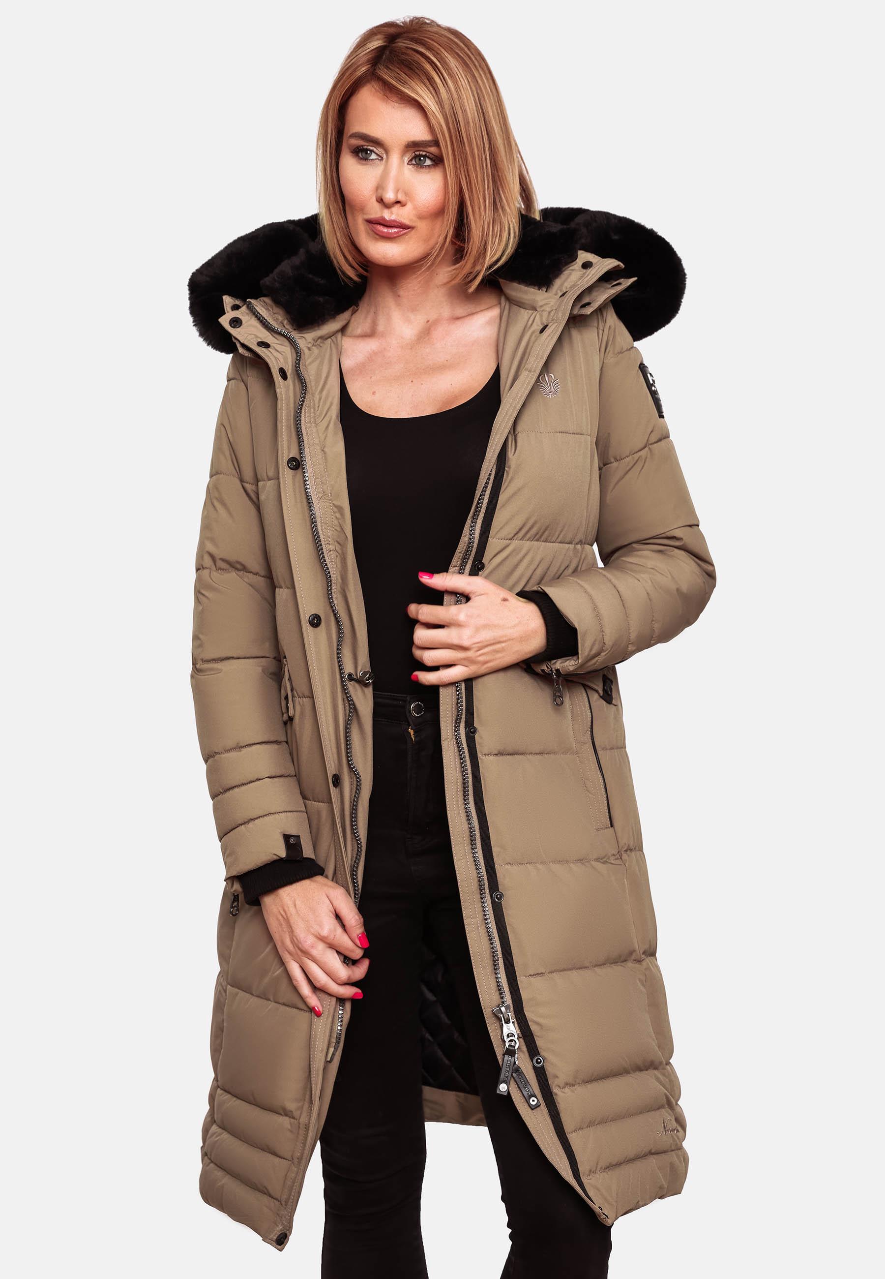 Wintermantel mit abnehmbarer Kapuze "Fahmiyaa" Taupe Grey