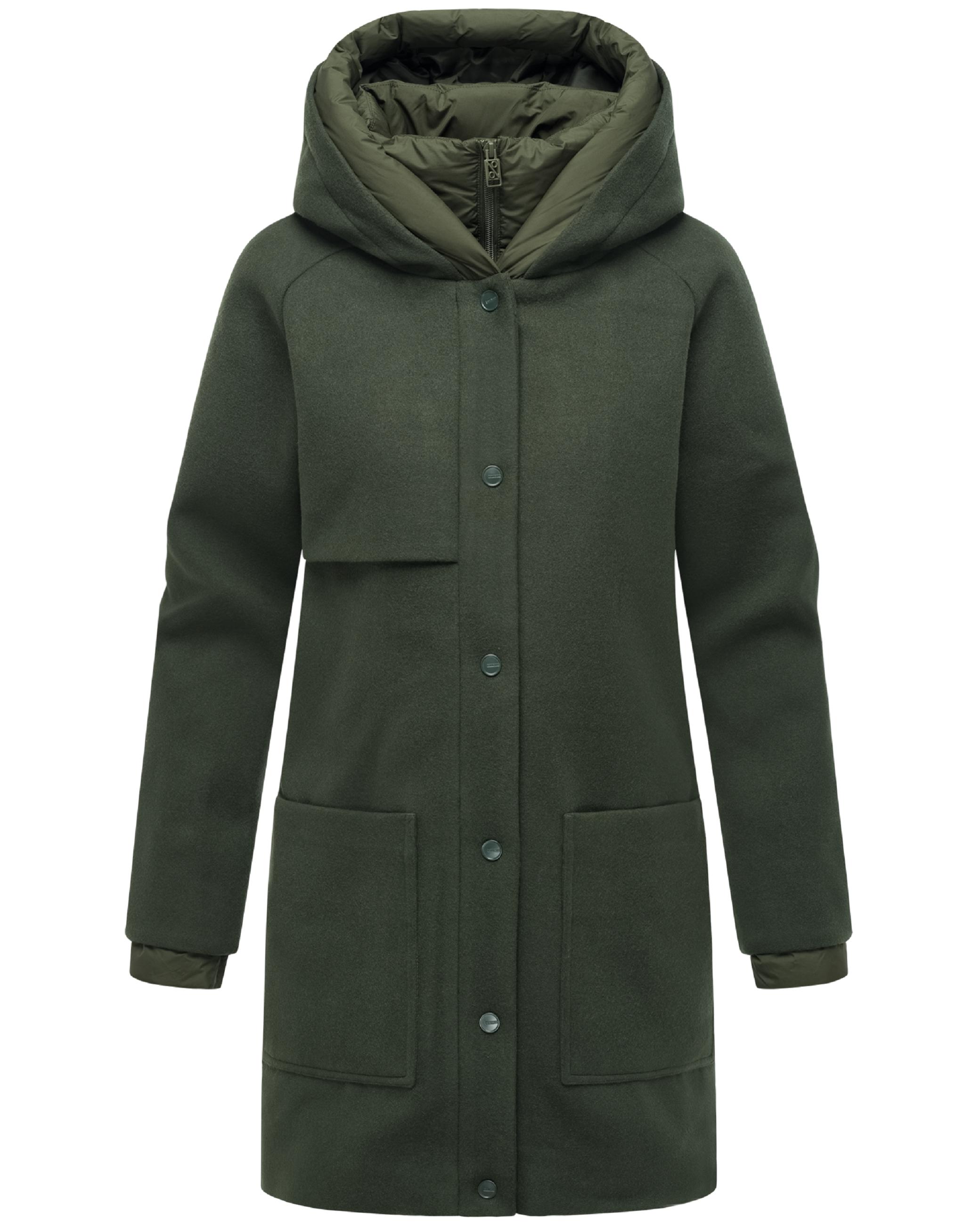 Mantel in Wolloptik "Flauschwunder 14" Dark Olive