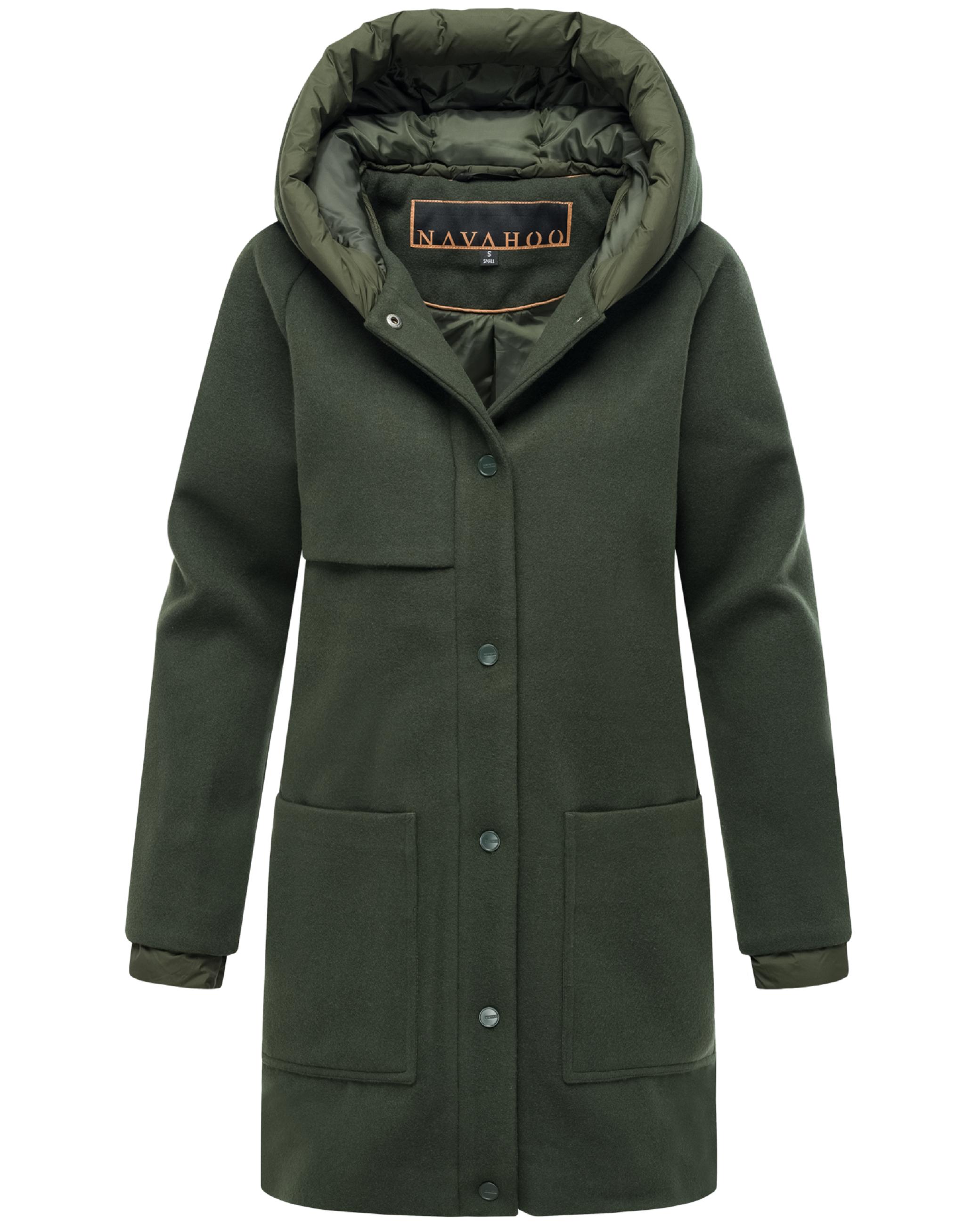 Mantel in Wolloptik "Flauschwunder 14" Dark Olive