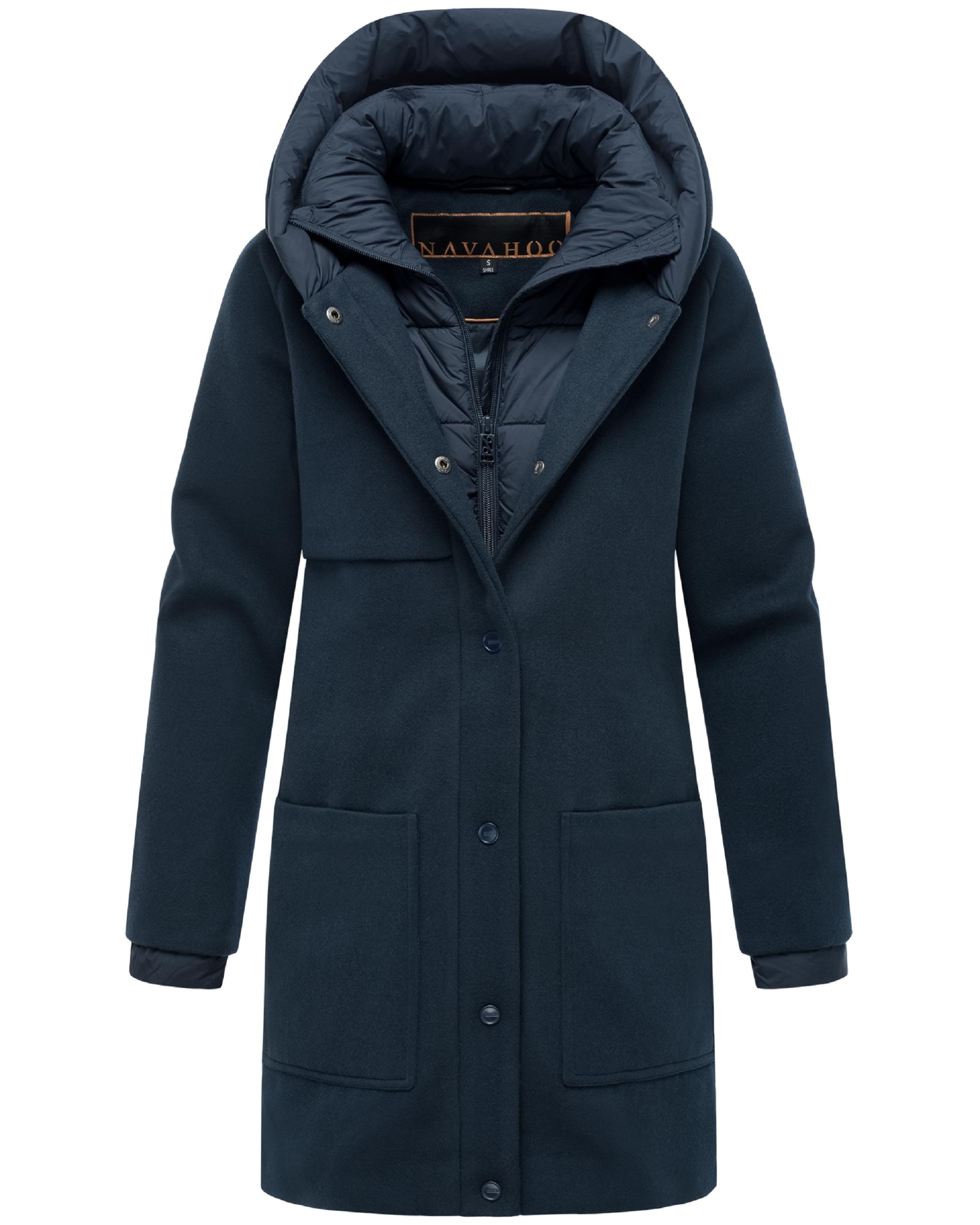 Mantel in Wolloptik "Flauschwunder 14" Navy