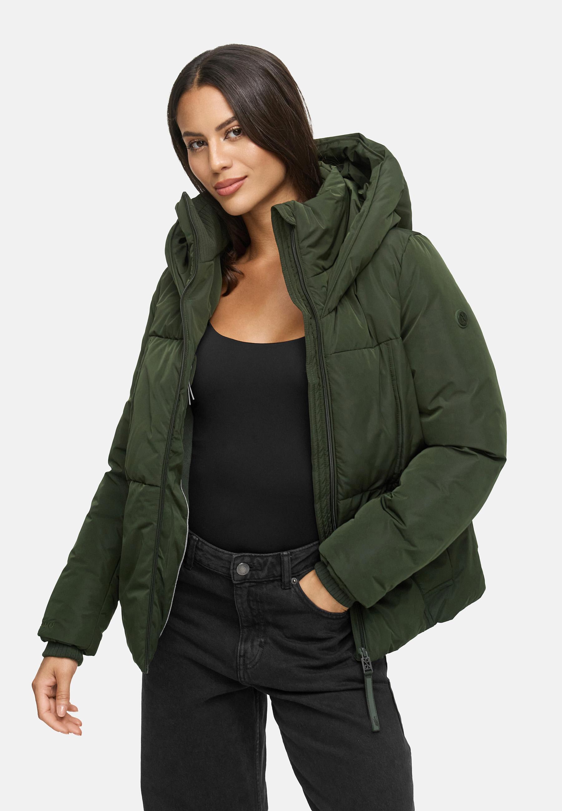 Winter Steppjacke mit Kapuze "Flüsterfee 14" Dark Olive