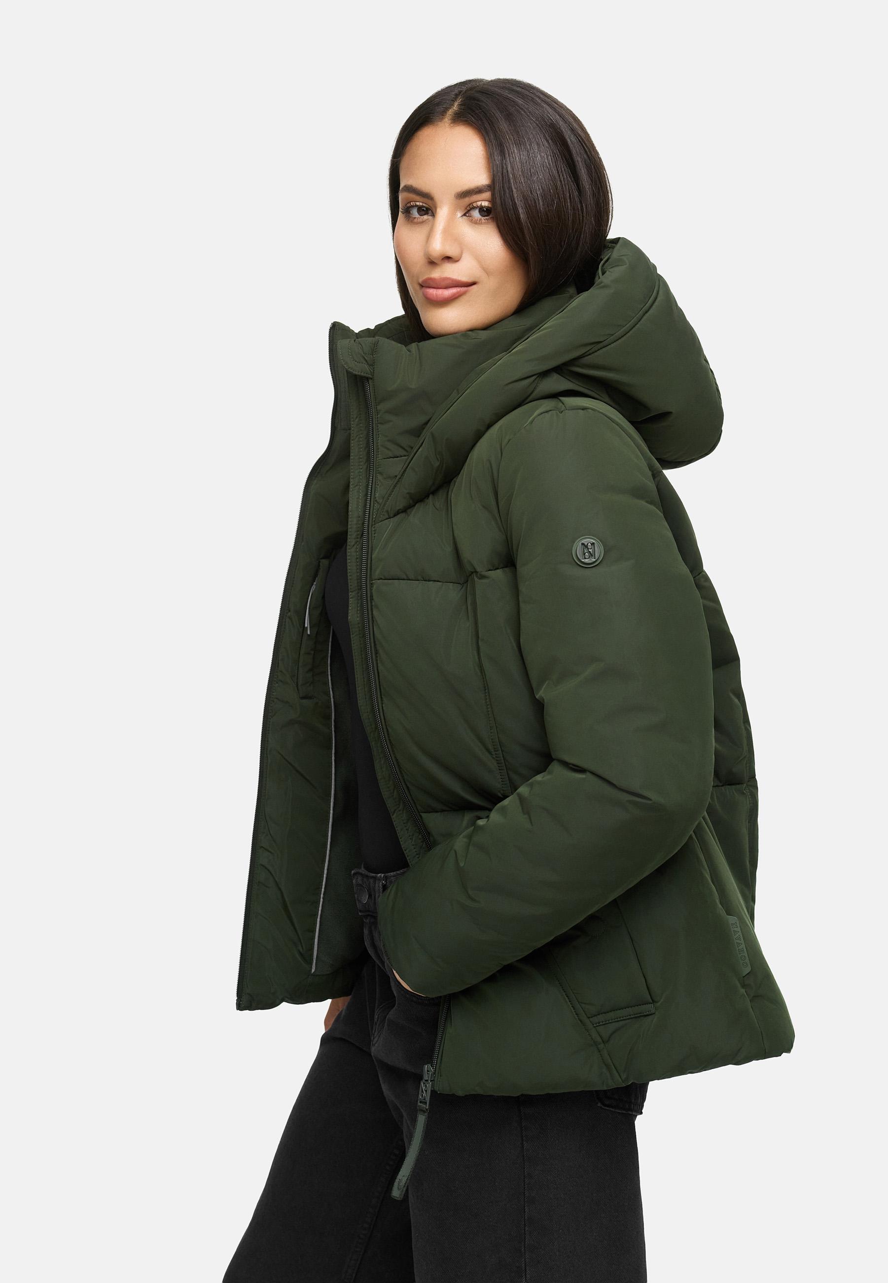 Winter Steppjacke mit Kapuze "Flüsterfee 14" Dark Olive