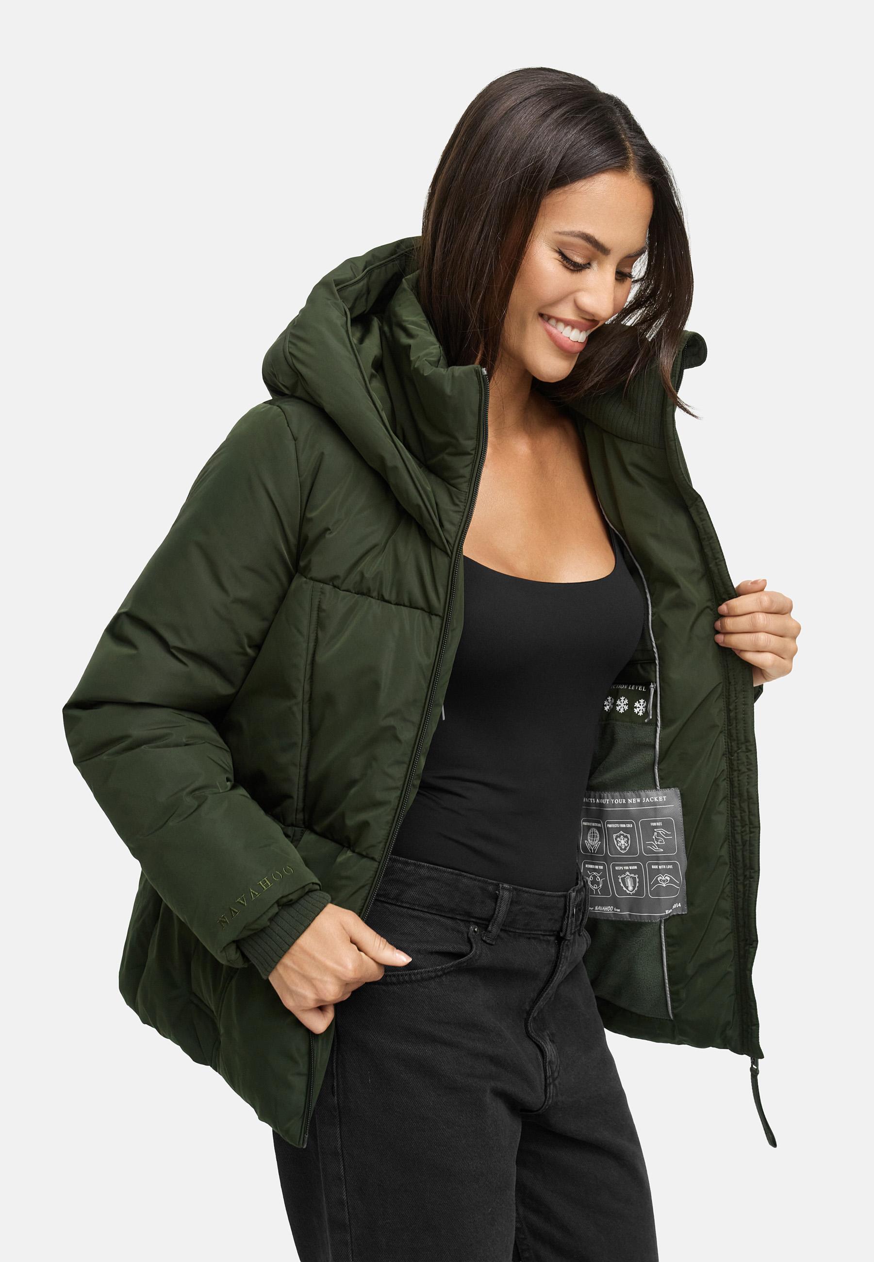 Winter Steppjacke mit Kapuze "Flüsterfee 14" Dark Olive
