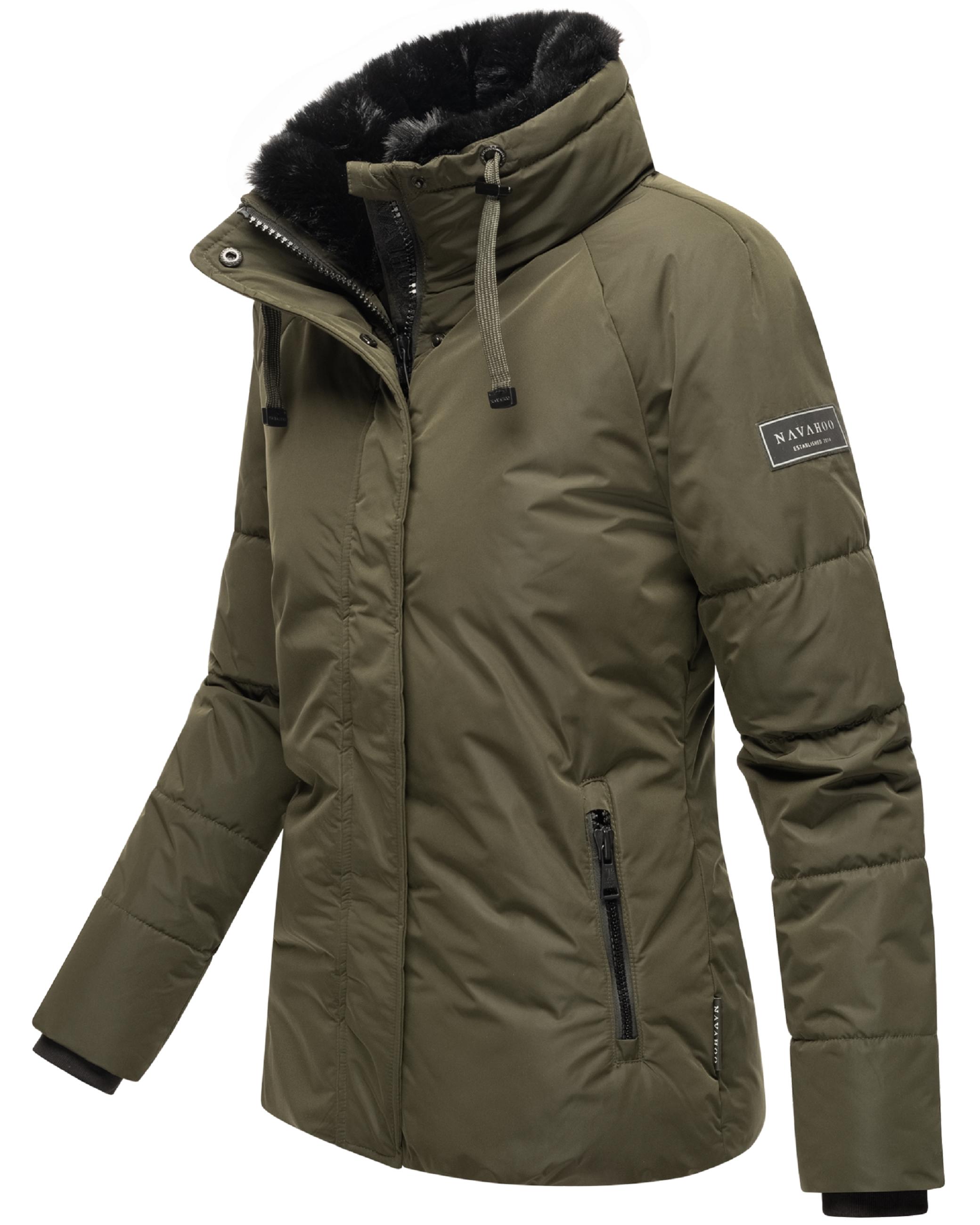 Winterjacke mit Kunstfellkragen "Frostii XIV" Dark Olive