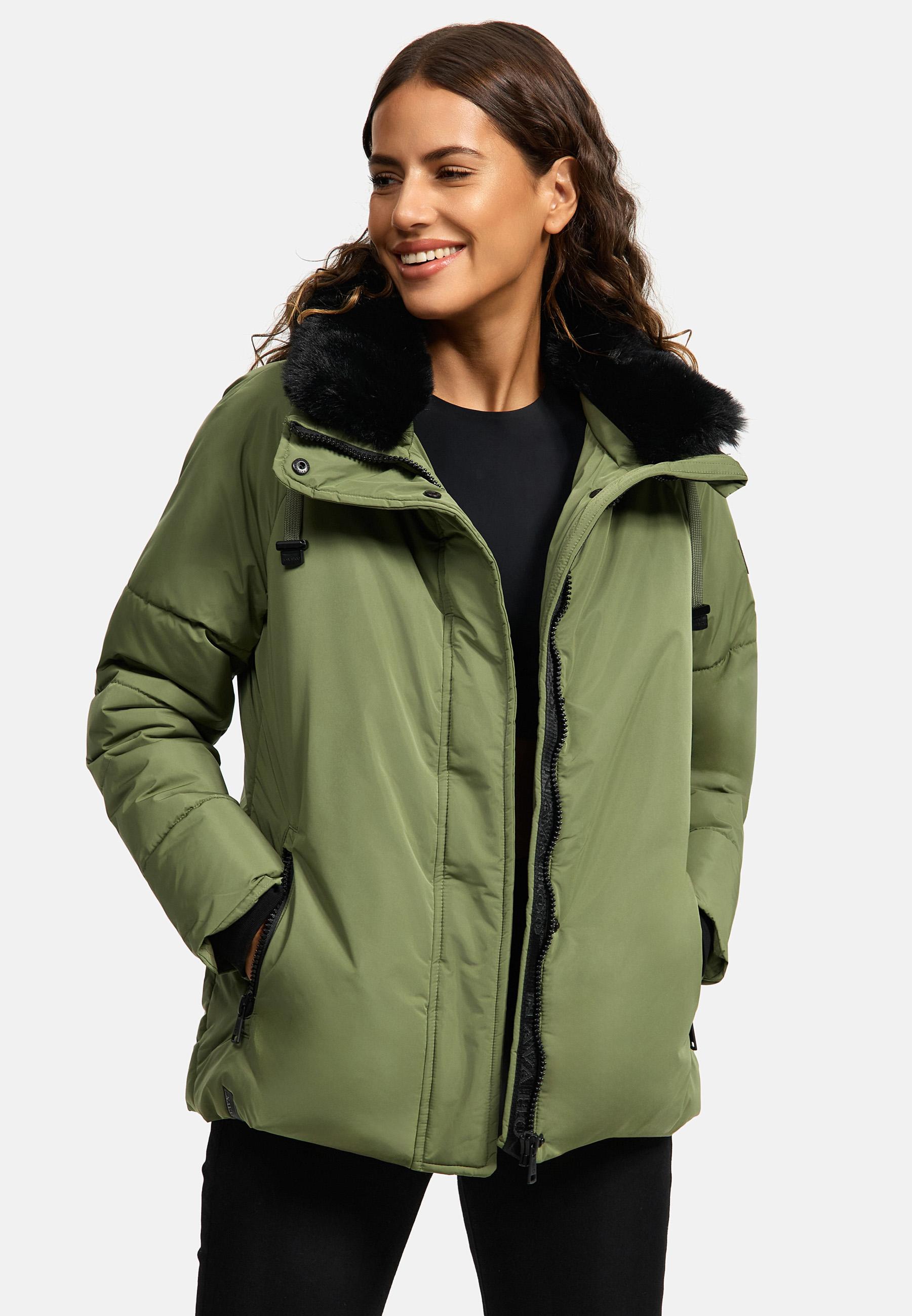 Winterjacke mit Kunstfellkragen "Frostii XIV" Olive