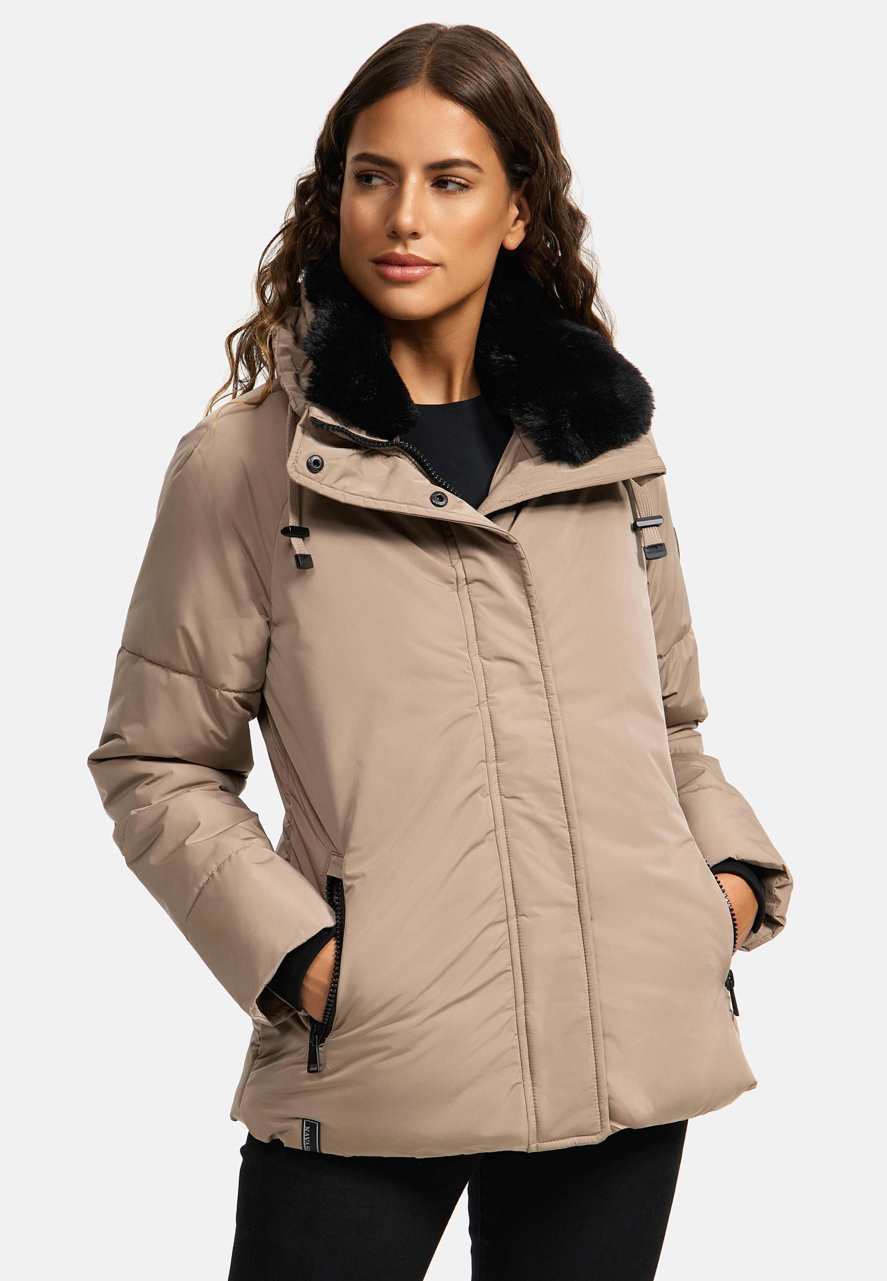 Winterjacke mit Kunstfellkragen "Frostii XIV" Taupe Grey