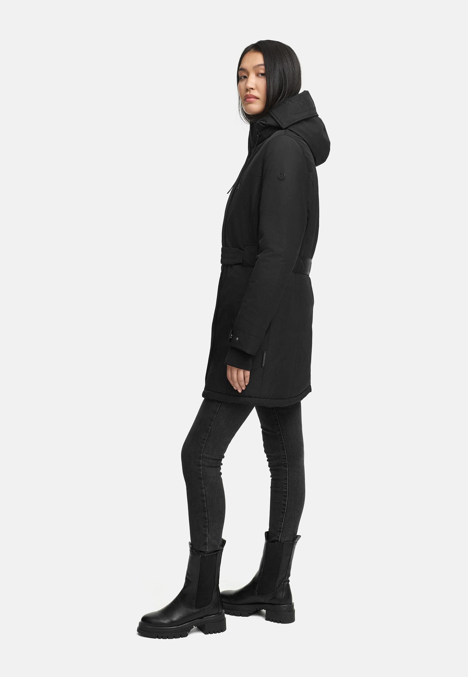 Parka mit abnehmbarer Kapuze und Taillengürtel "Frostkuss 14" Black