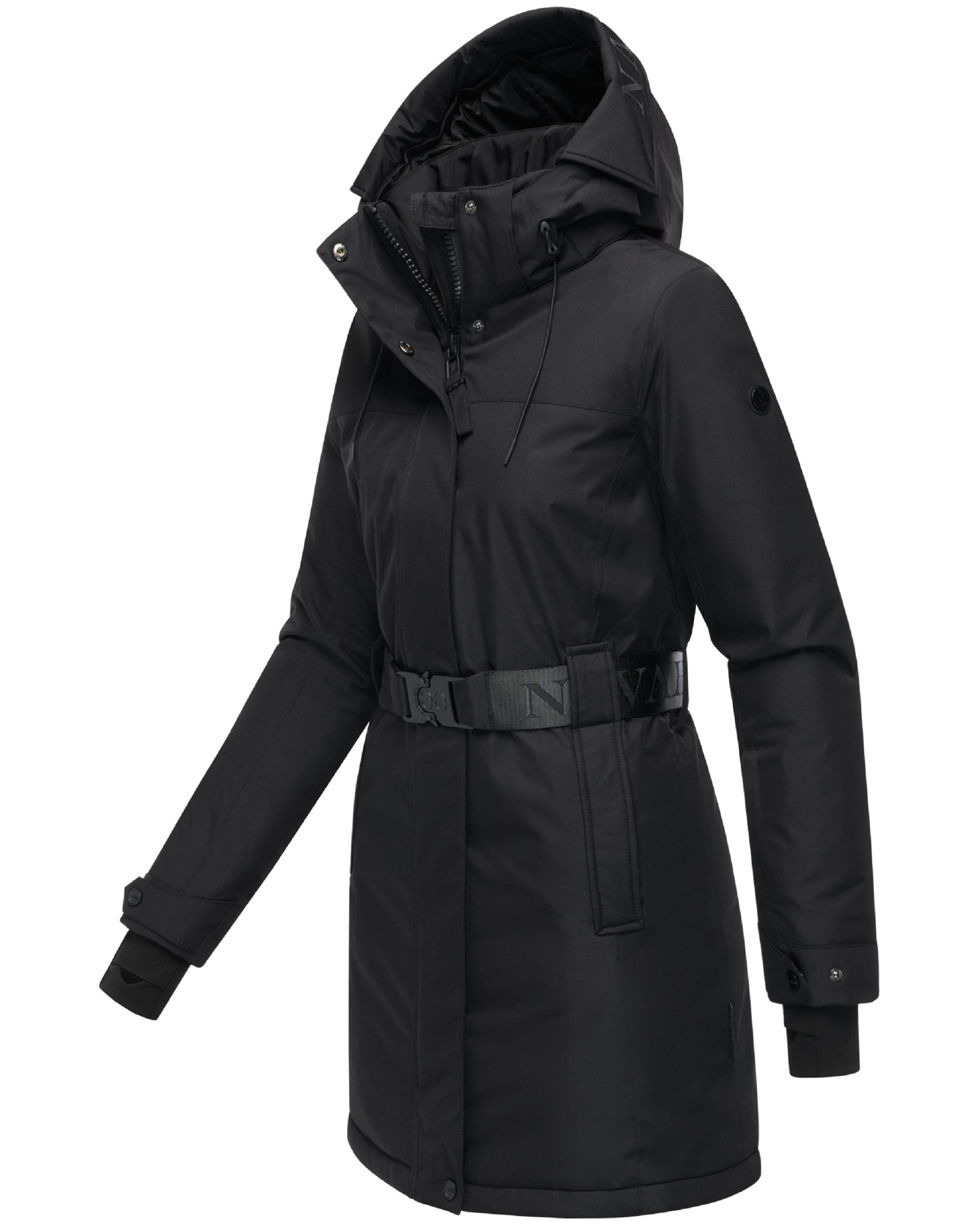 Parka mit abnehmbarer Kapuze und Taillengürtel "Frostkuss 14" Black