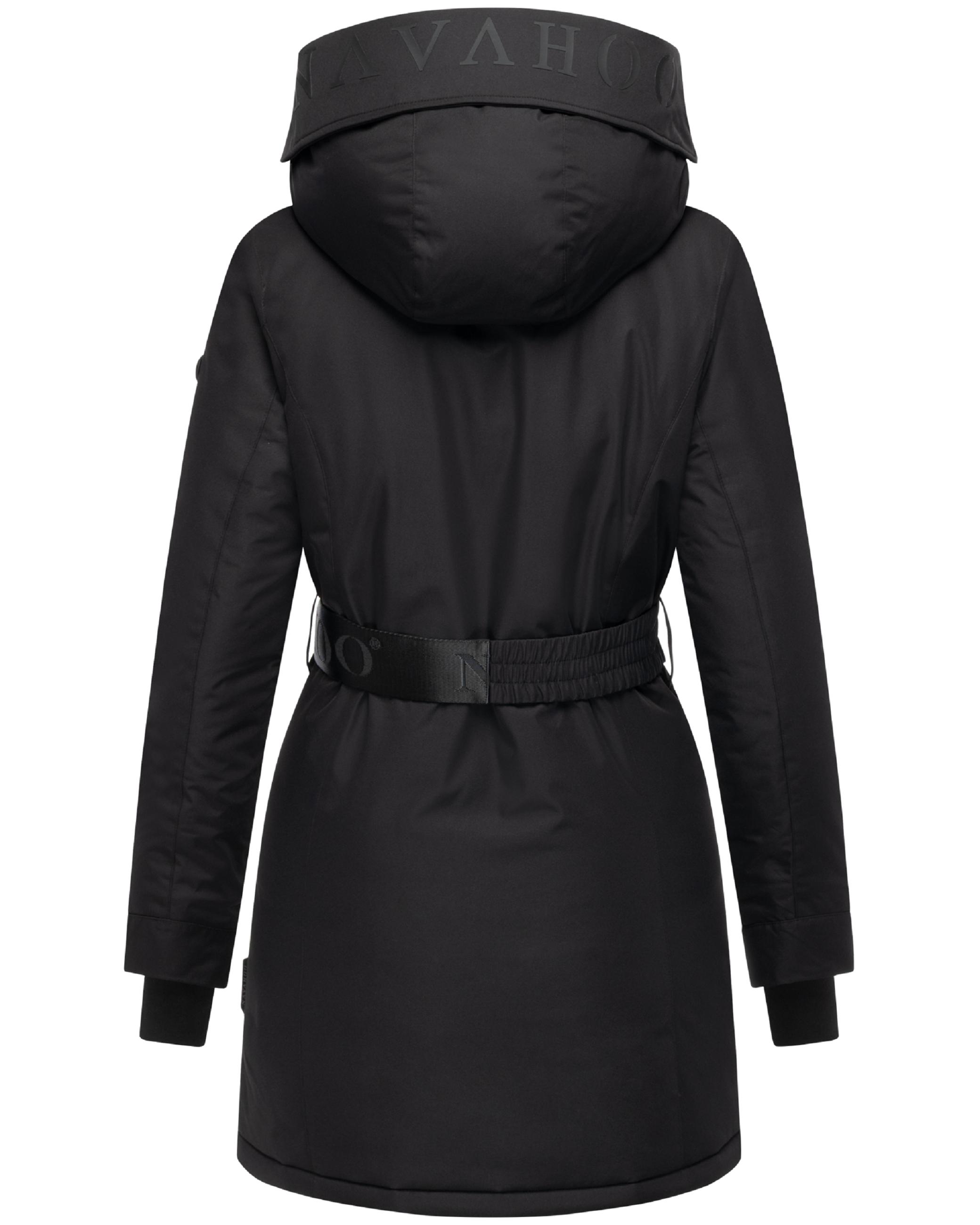 Parka mit abnehmbarer Kapuze und Taillengürtel "Frostkuss 14" Black