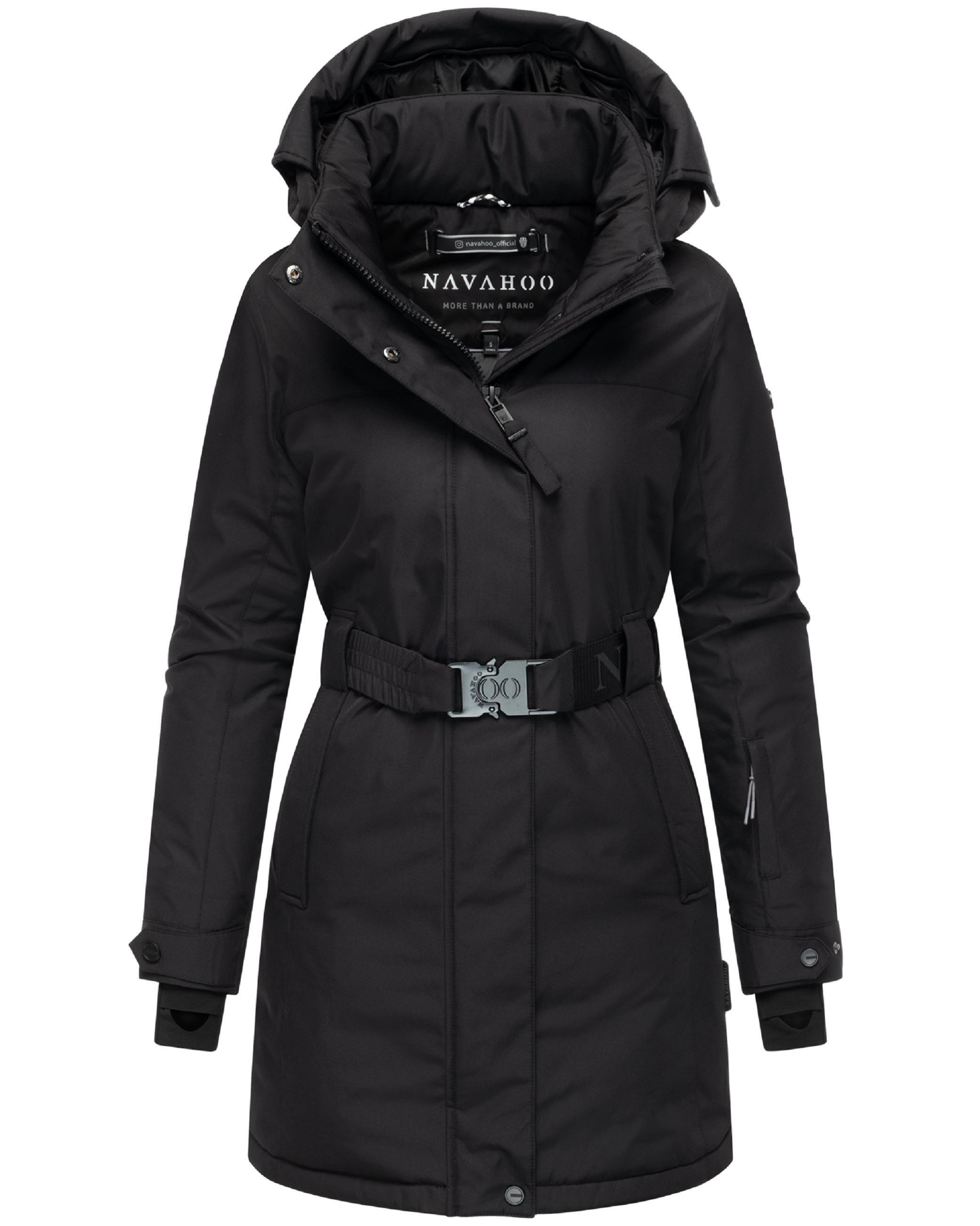 Parka mit abnehmbarer Kapuze und Taillengürtel "Frostkuss 14" Black