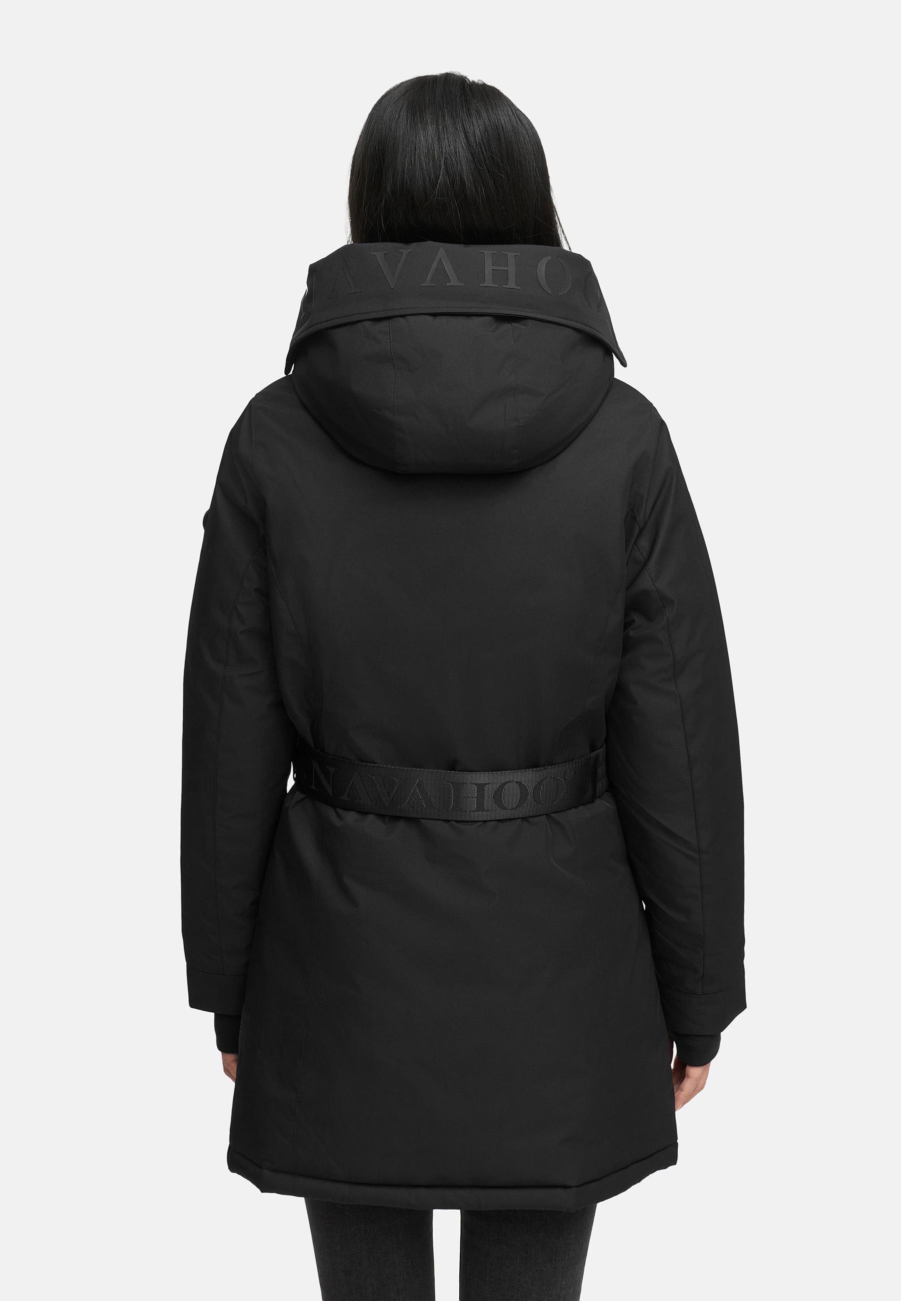 Parka mit abnehmbarer Kapuze und Taillengürtel "Frostkuss 14" Black