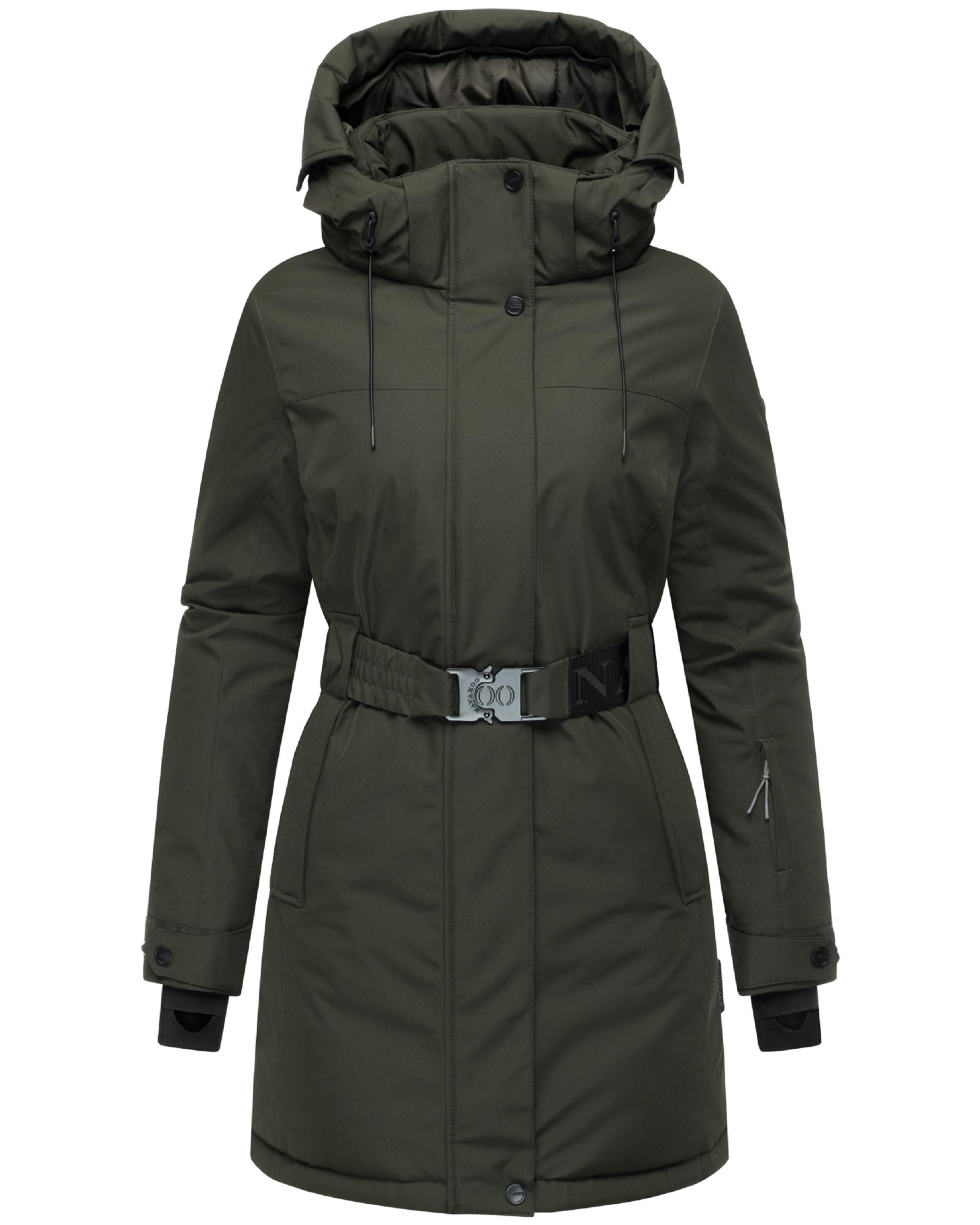 Parka mit abnehmbarer Kapuze und Taillengürtel "Frostkuss 14" Dark Olive