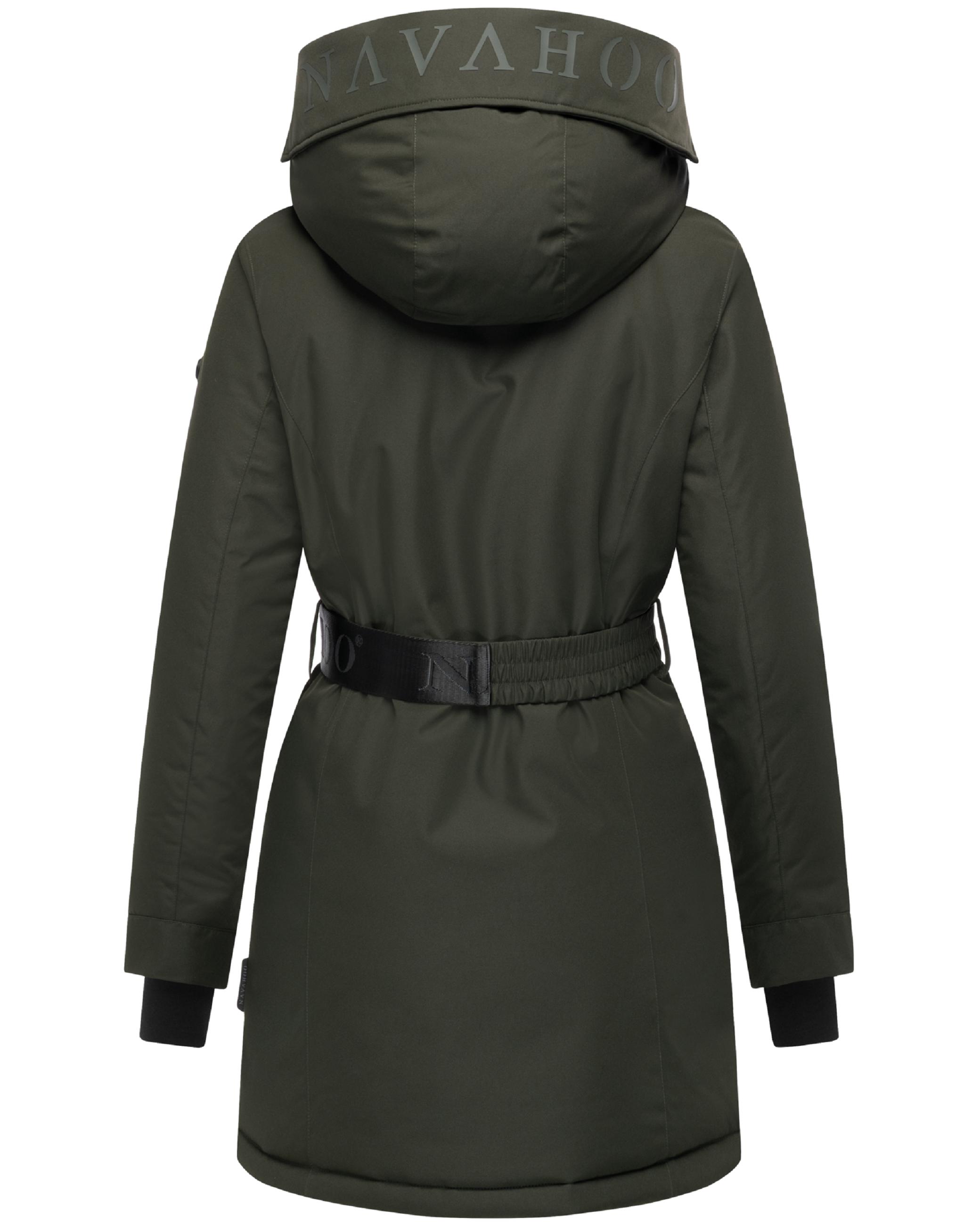 Parka mit abnehmbarer Kapuze und Taillengürtel "Frostkuss 14" Dark Olive
