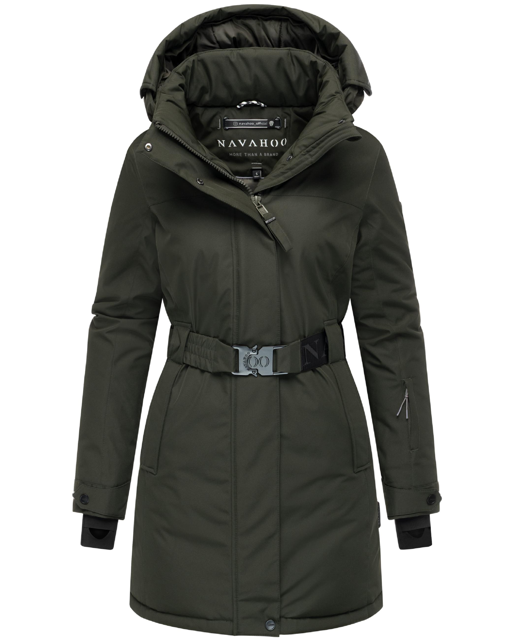 Parka mit abnehmbarer Kapuze und Taillengürtel "Frostkuss 14" Dark Olive