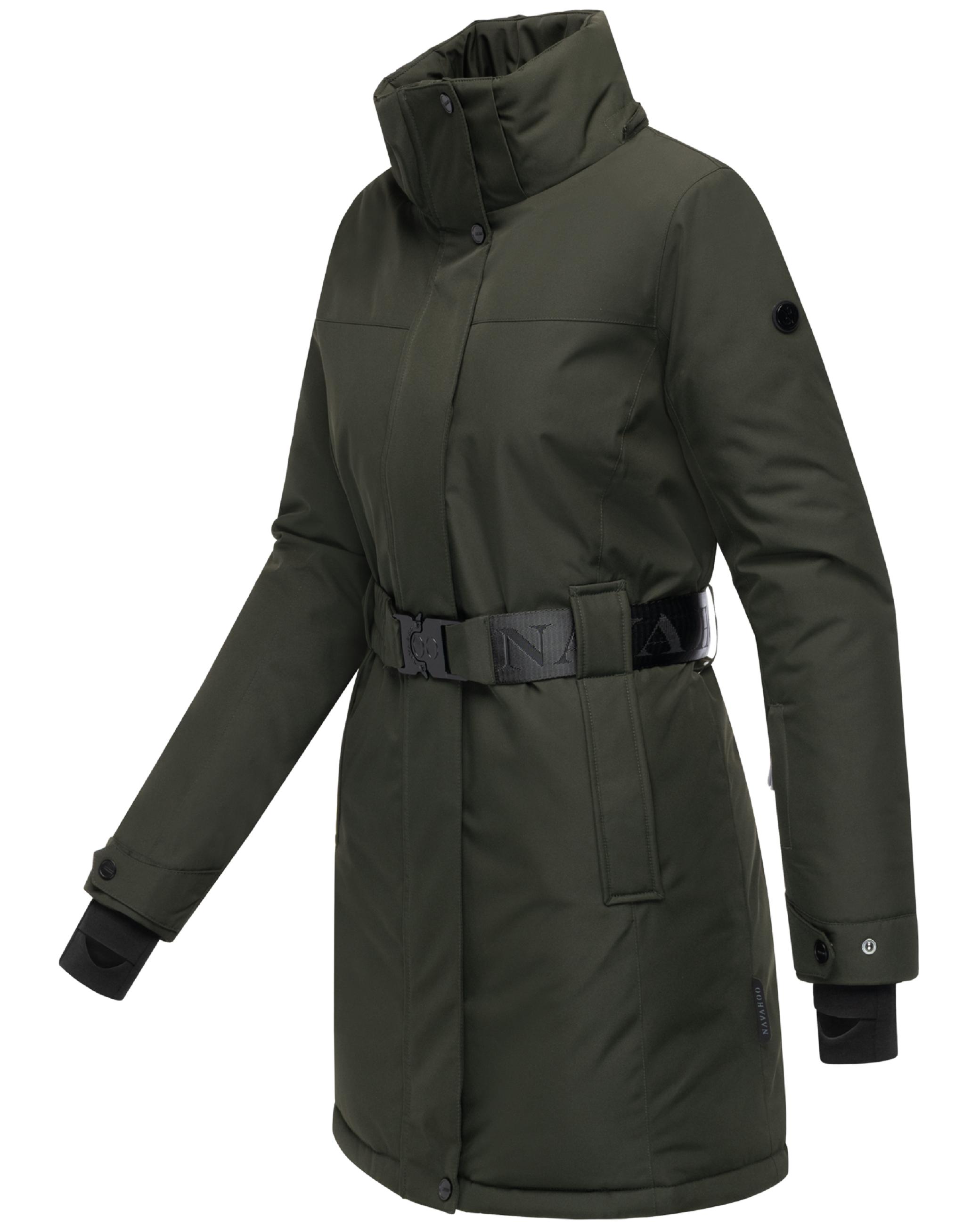 Parka mit abnehmbarer Kapuze und Taillengürtel "Frostkuss 14" Dark Olive
