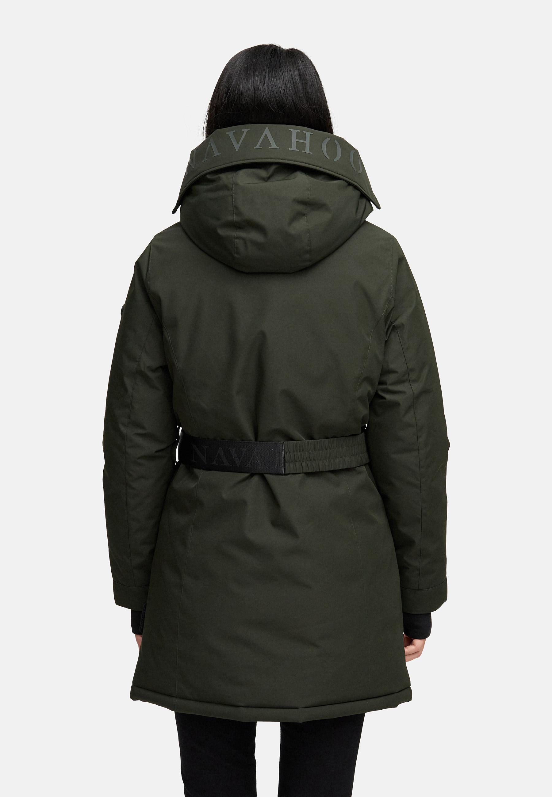 Parka mit abnehmbarer Kapuze und Taillengürtel "Frostkuss 14" Dark Olive