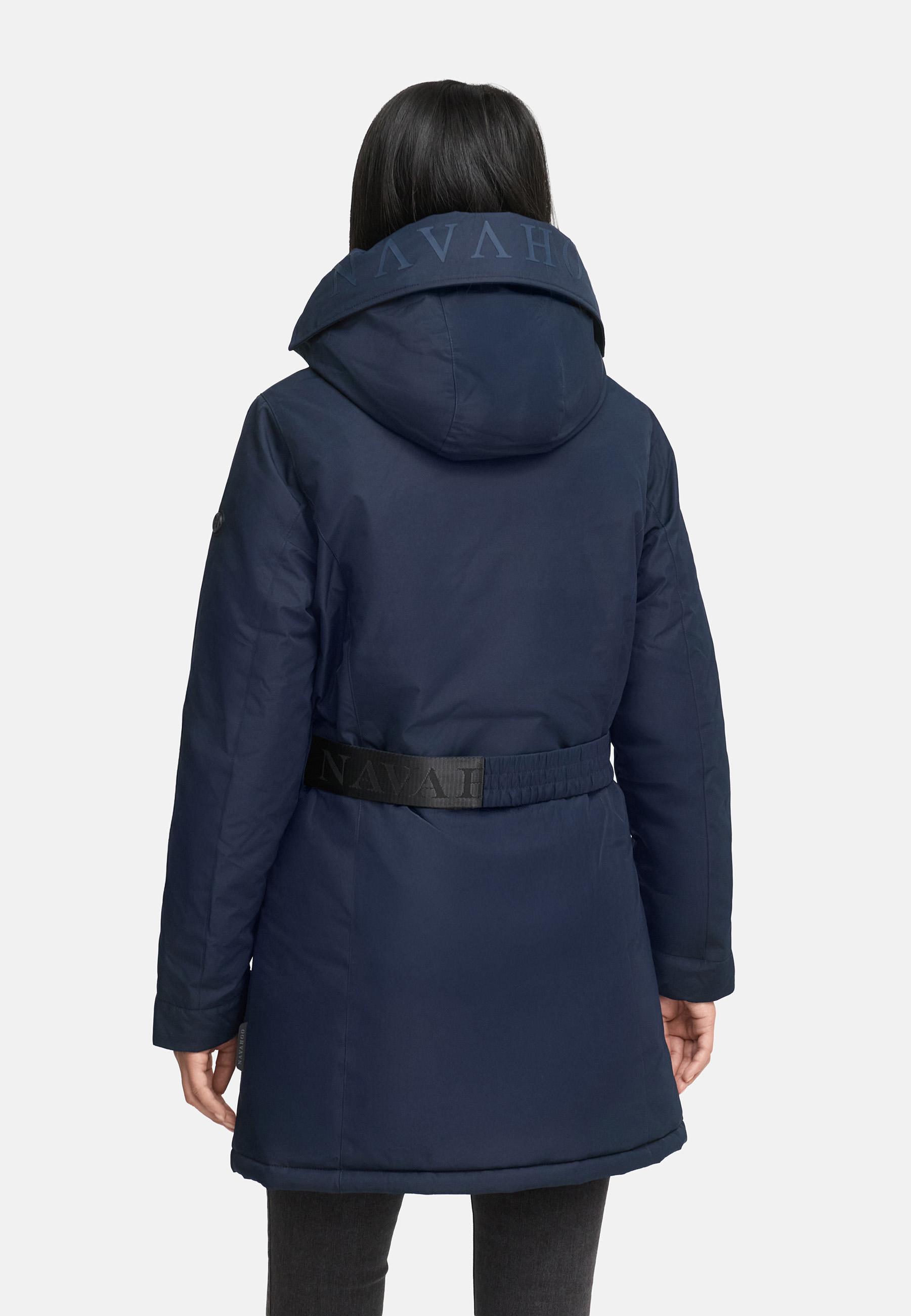 Parka mit abnehmbarer Kapuze und Taillengürtel "Frostkuss 14" Navy