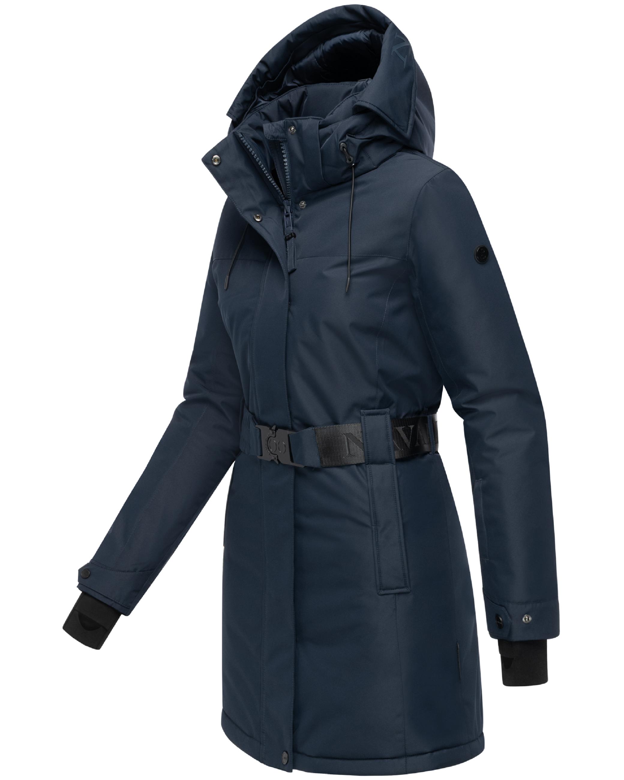 Parka mit abnehmbarer Kapuze und Taillengürtel "Frostkuss 14" Navy