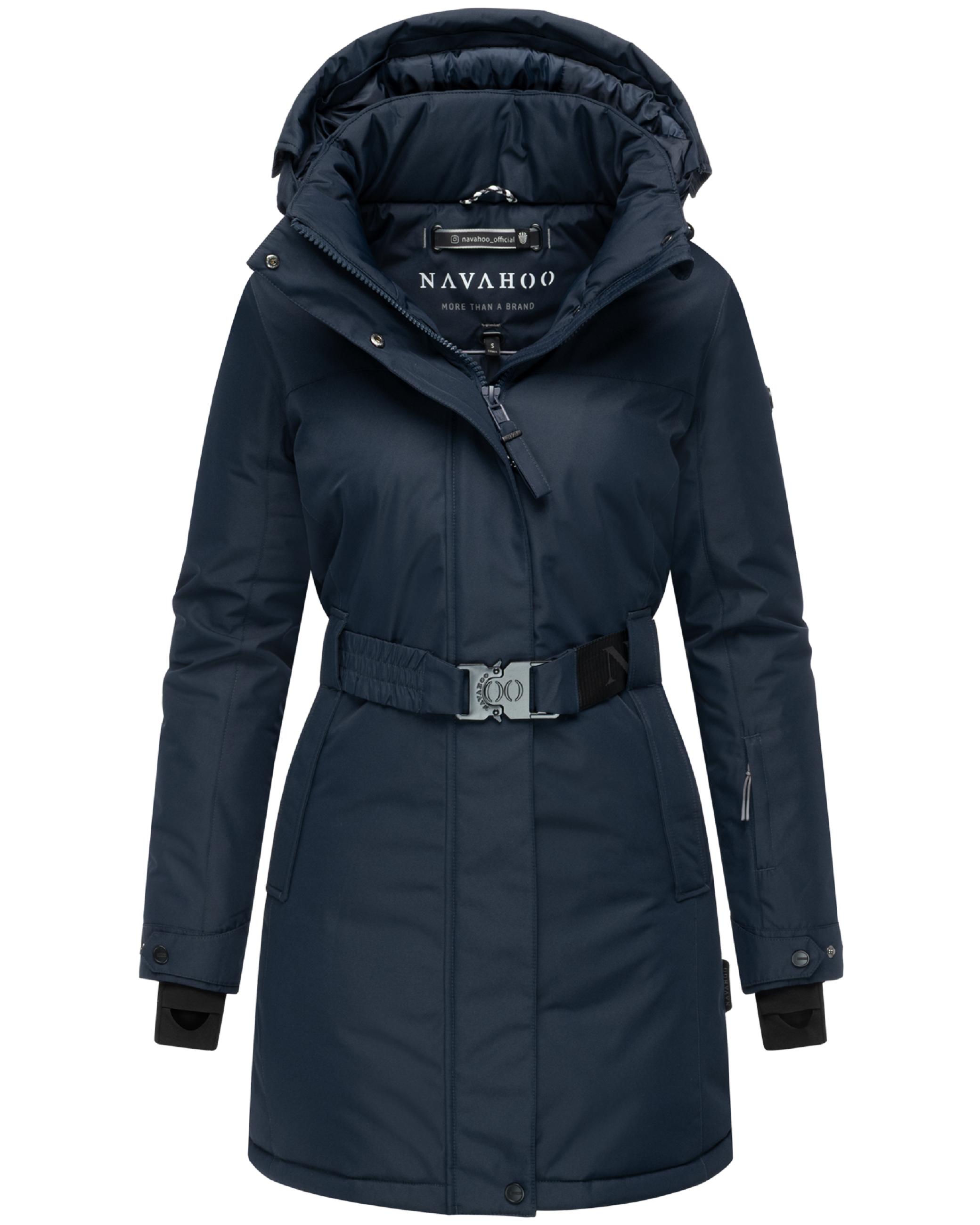 Parka mit abnehmbarer Kapuze und Taillengürtel "Frostkuss 14" Navy