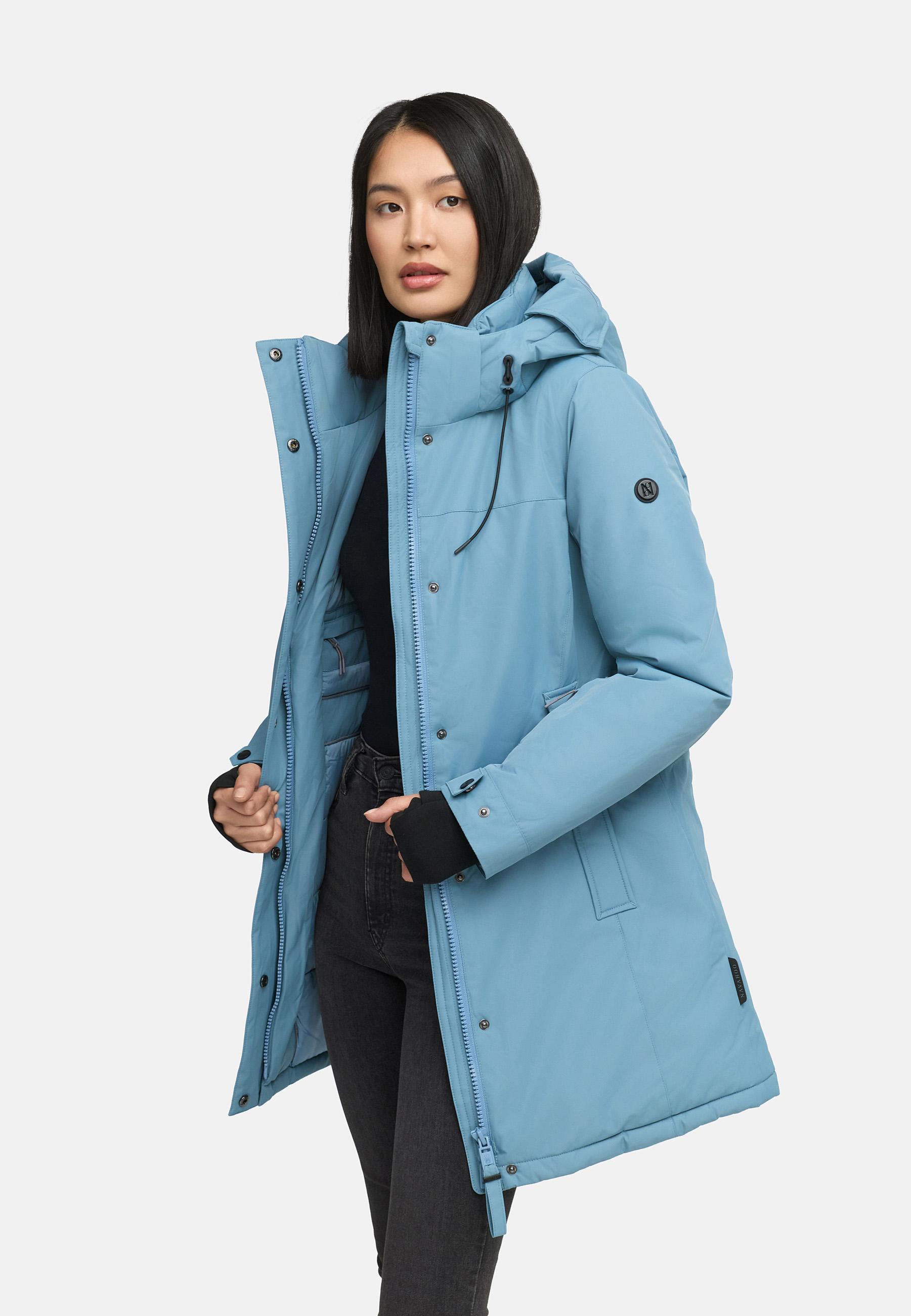 Parka mit abnehmbarer Kapuze und Taillengürtel "Frostkuss 14" Powder Blue