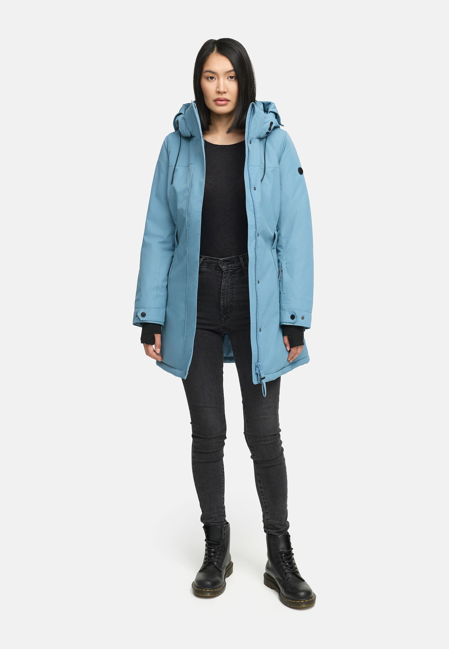 Parka mit abnehmbarer Kapuze und Taillengürtel "Frostkuss 14" Powder Blue