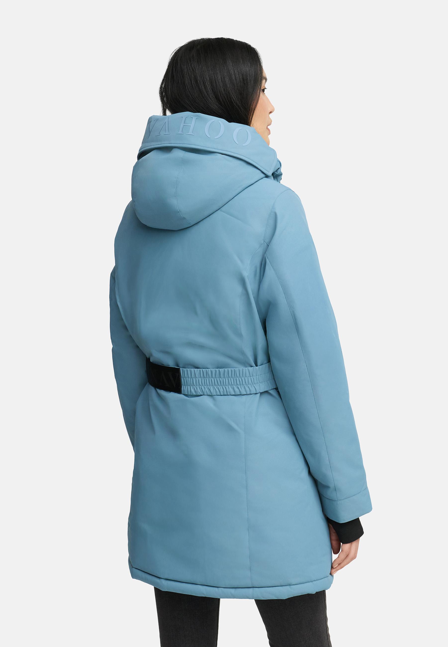 Parka mit abnehmbarer Kapuze und Taillengürtel "Frostkuss 14" Powder Blue