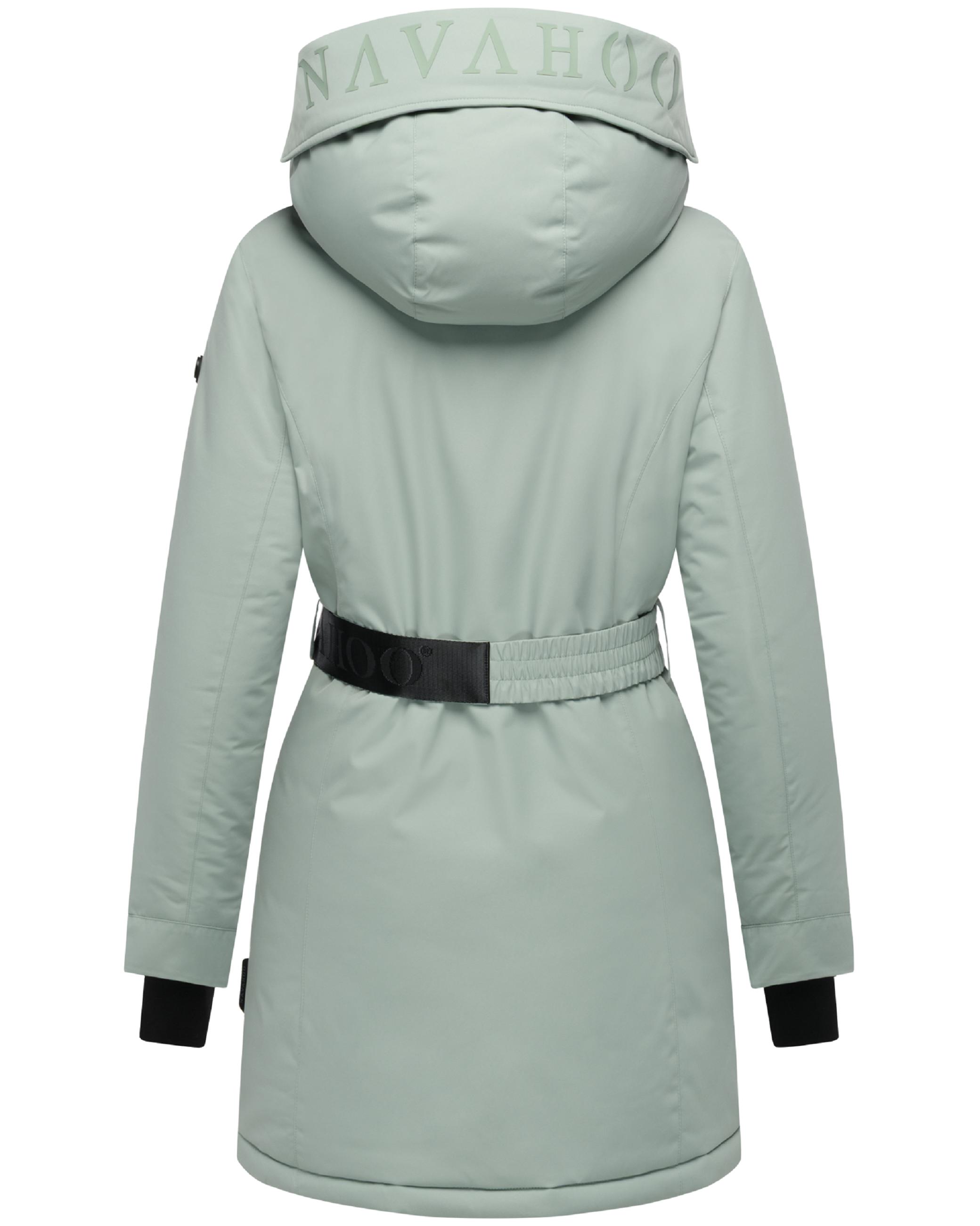 Parka mit abnehmbarer Kapuze und Taillengürtel "Frostkuss 14" Smokey Mint