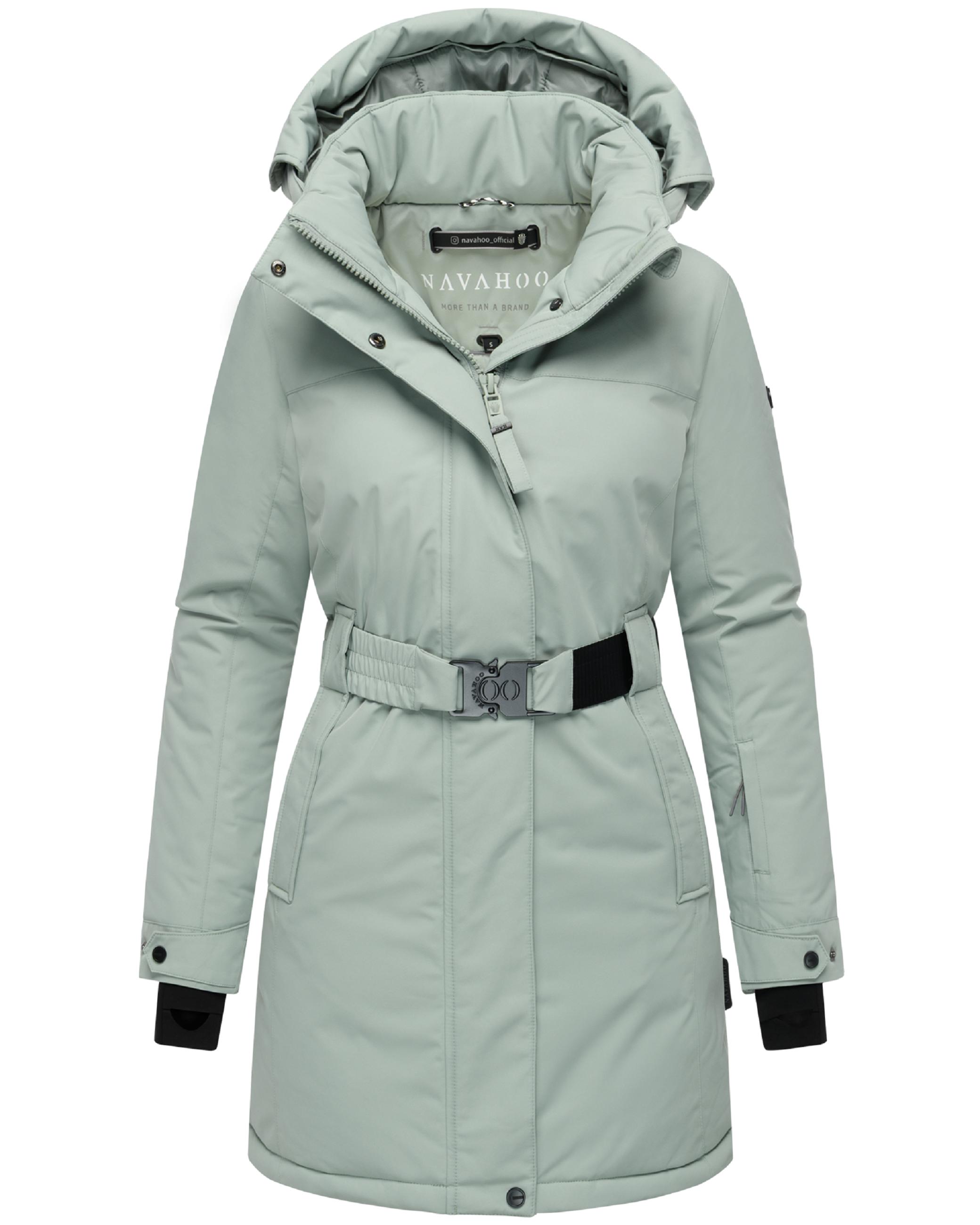 Parka mit abnehmbarer Kapuze und Taillengürtel "Frostkuss 14" Smokey Mint
