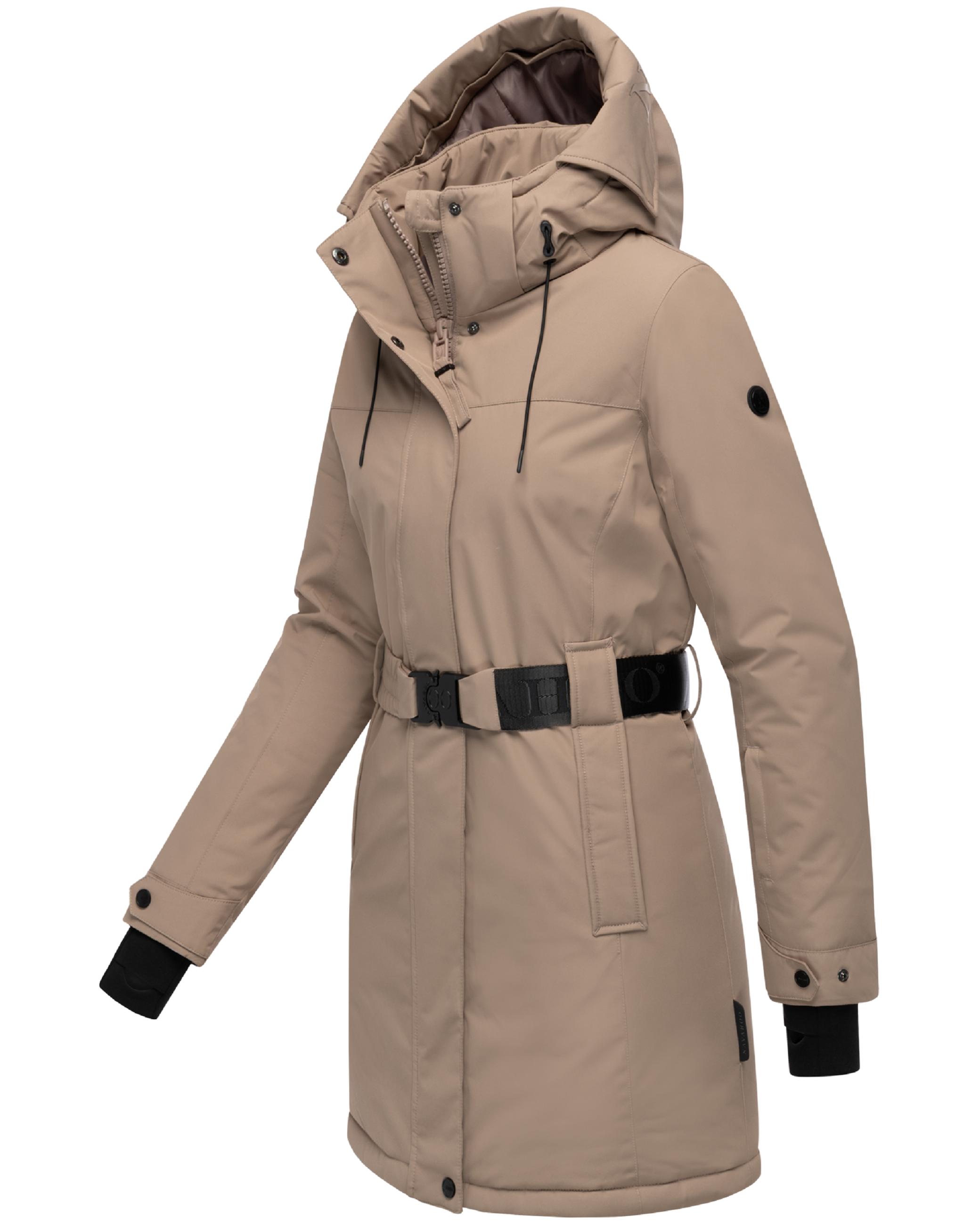 Parka mit abnehmbarer Kapuze und Taillengürtel "Frostkuss 14" Taupe Grey