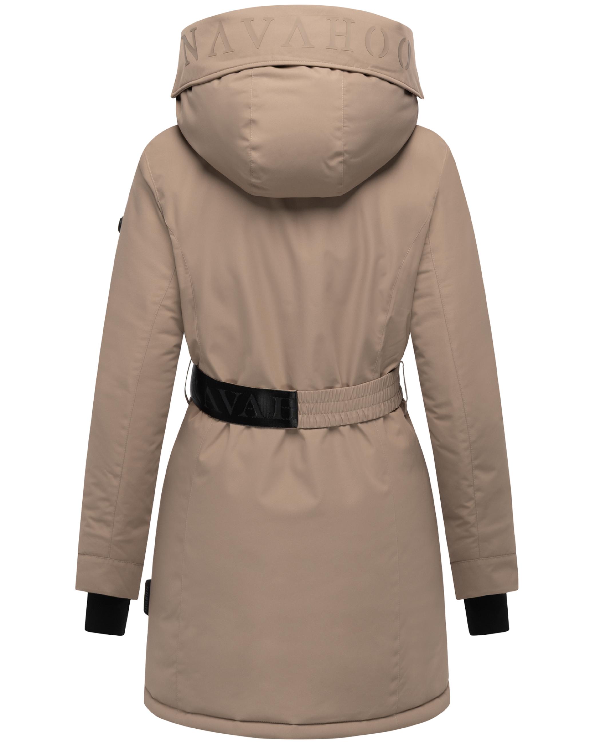 Parka mit abnehmbarer Kapuze und Taillengürtel "Frostkuss 14" Taupe Grey