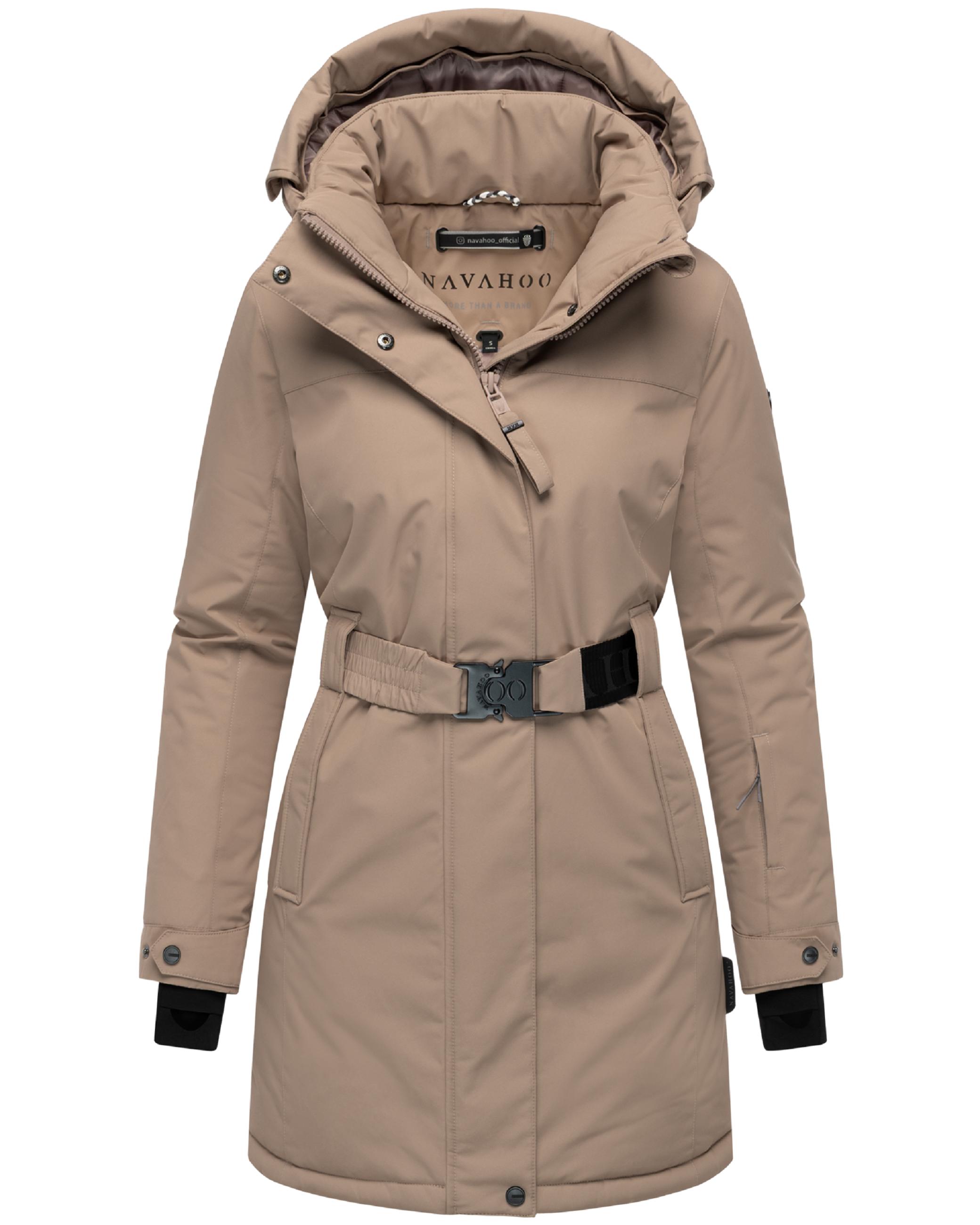 Parka mit abnehmbarer Kapuze und Taillengürtel "Frostkuss 14" Taupe Grey