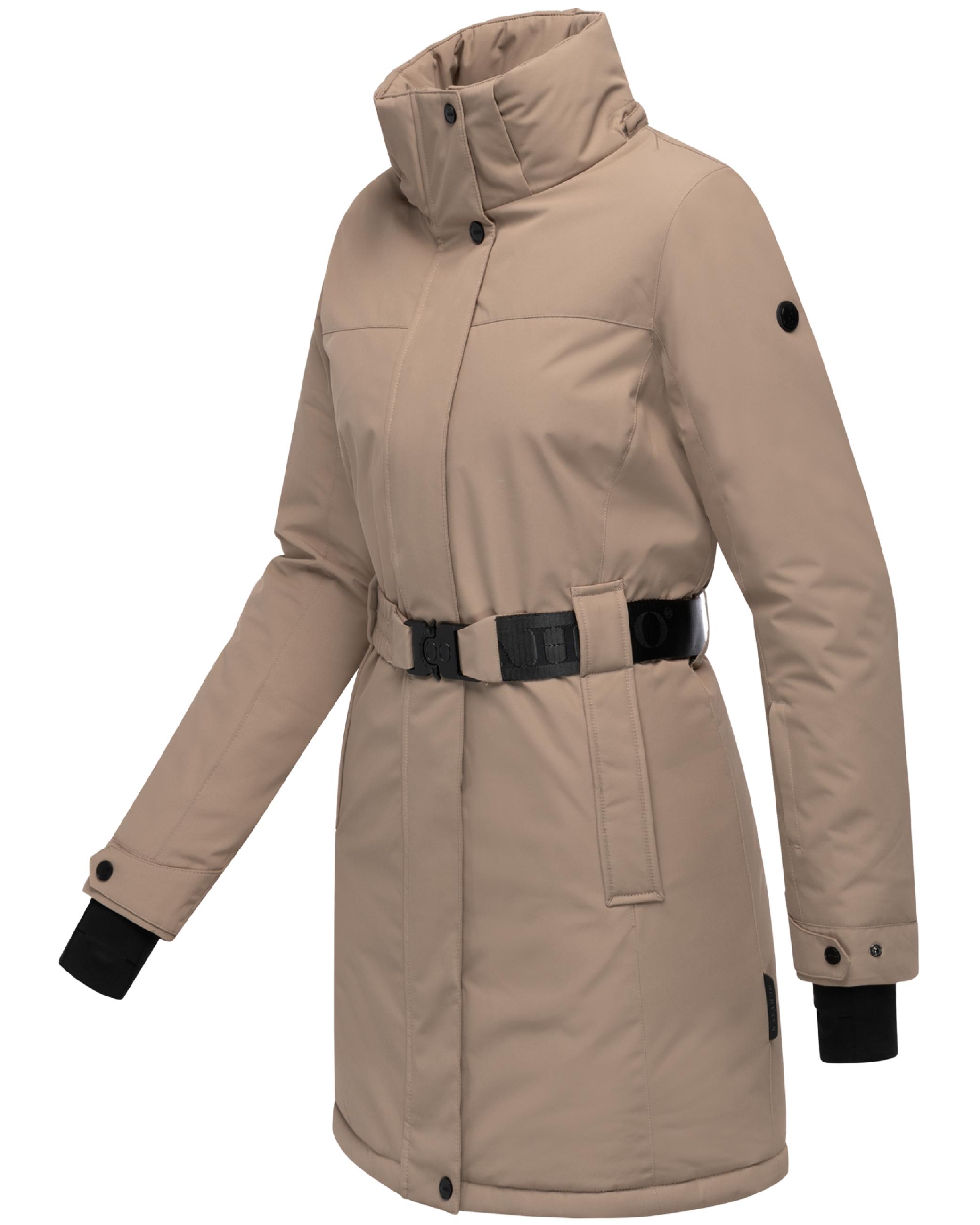 Parka mit abnehmbarer Kapuze und Taillengürtel "Frostkuss 14" Taupe Grey