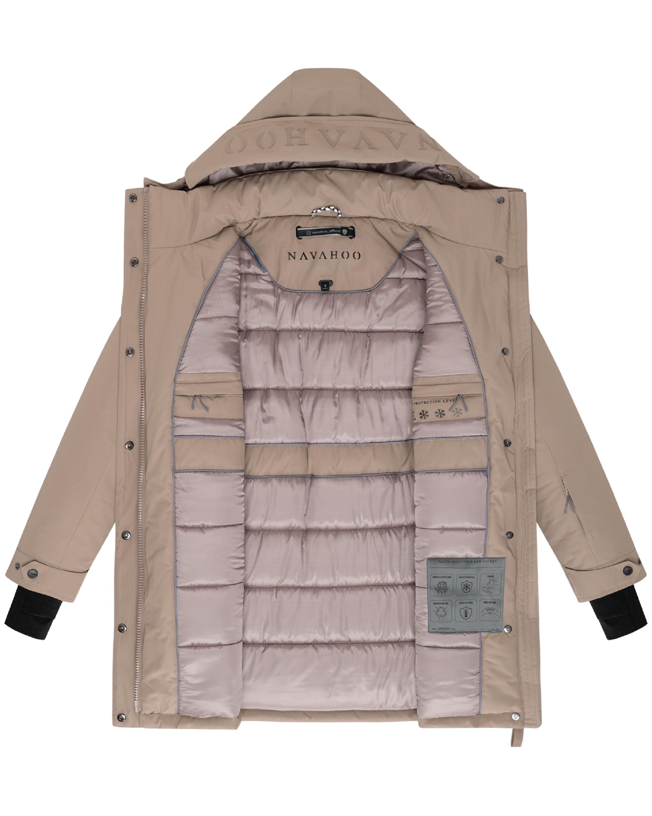 Parka mit abnehmbarer Kapuze und Taillengürtel "Frostkuss 14" Taupe Grey