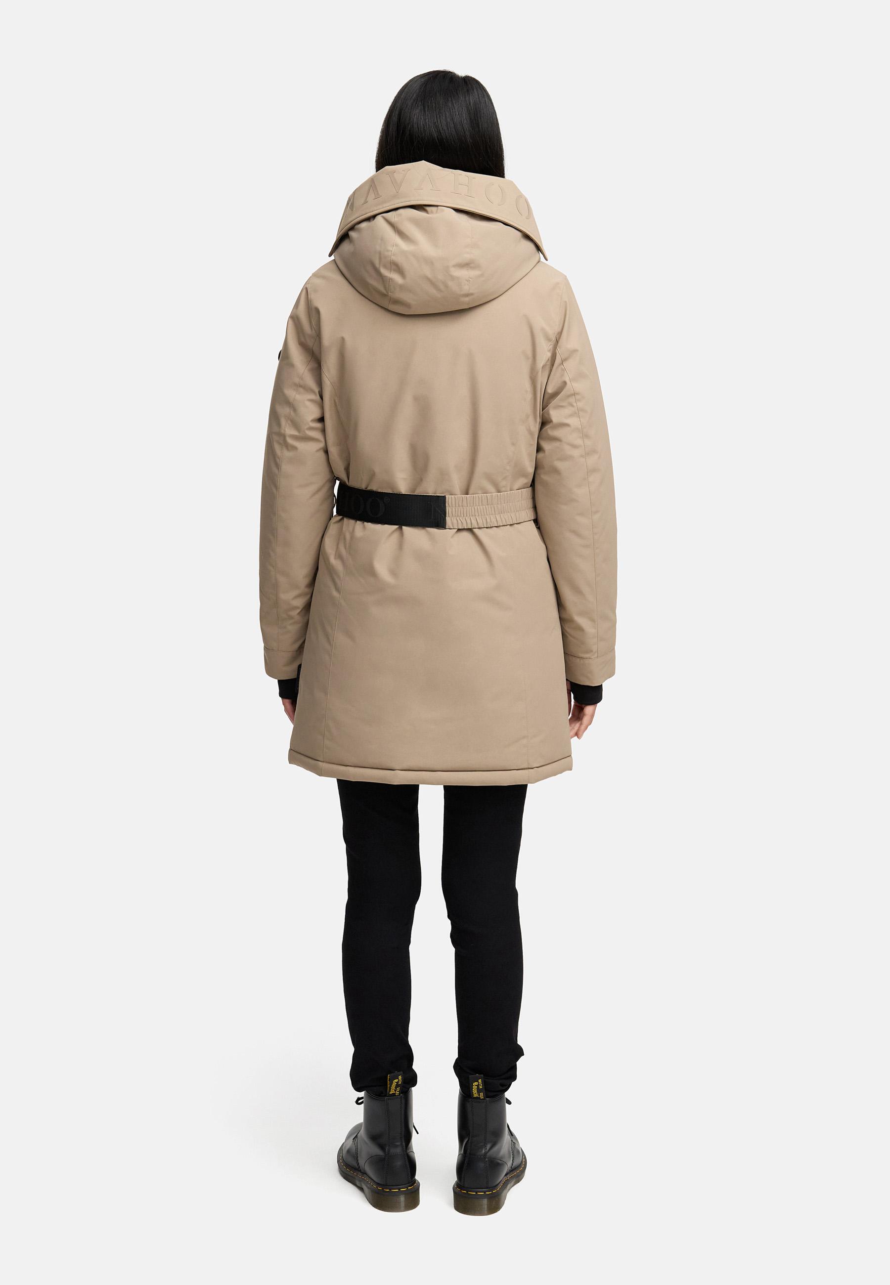 Parka mit abnehmbarer Kapuze und Taillengürtel "Frostkuss 14" Taupe Grey