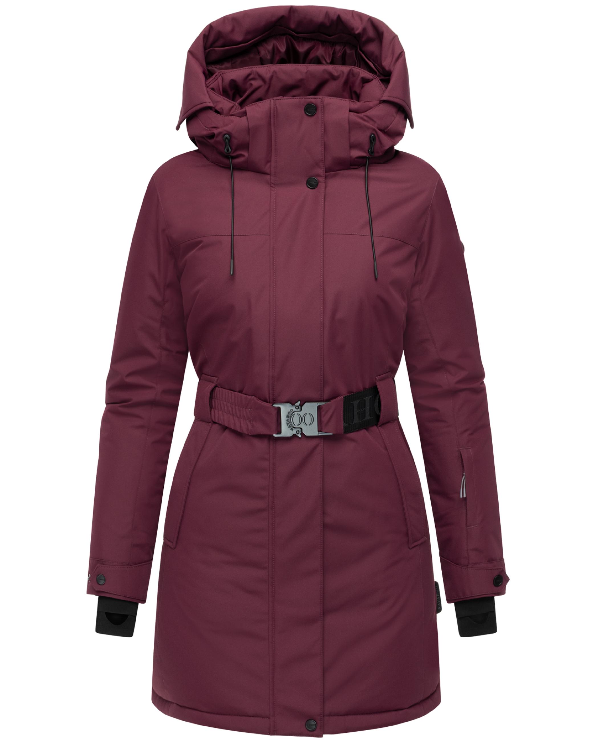 Parka mit abnehmbarer Kapuze und Taillengürtel "Frostkuss 14" Wine