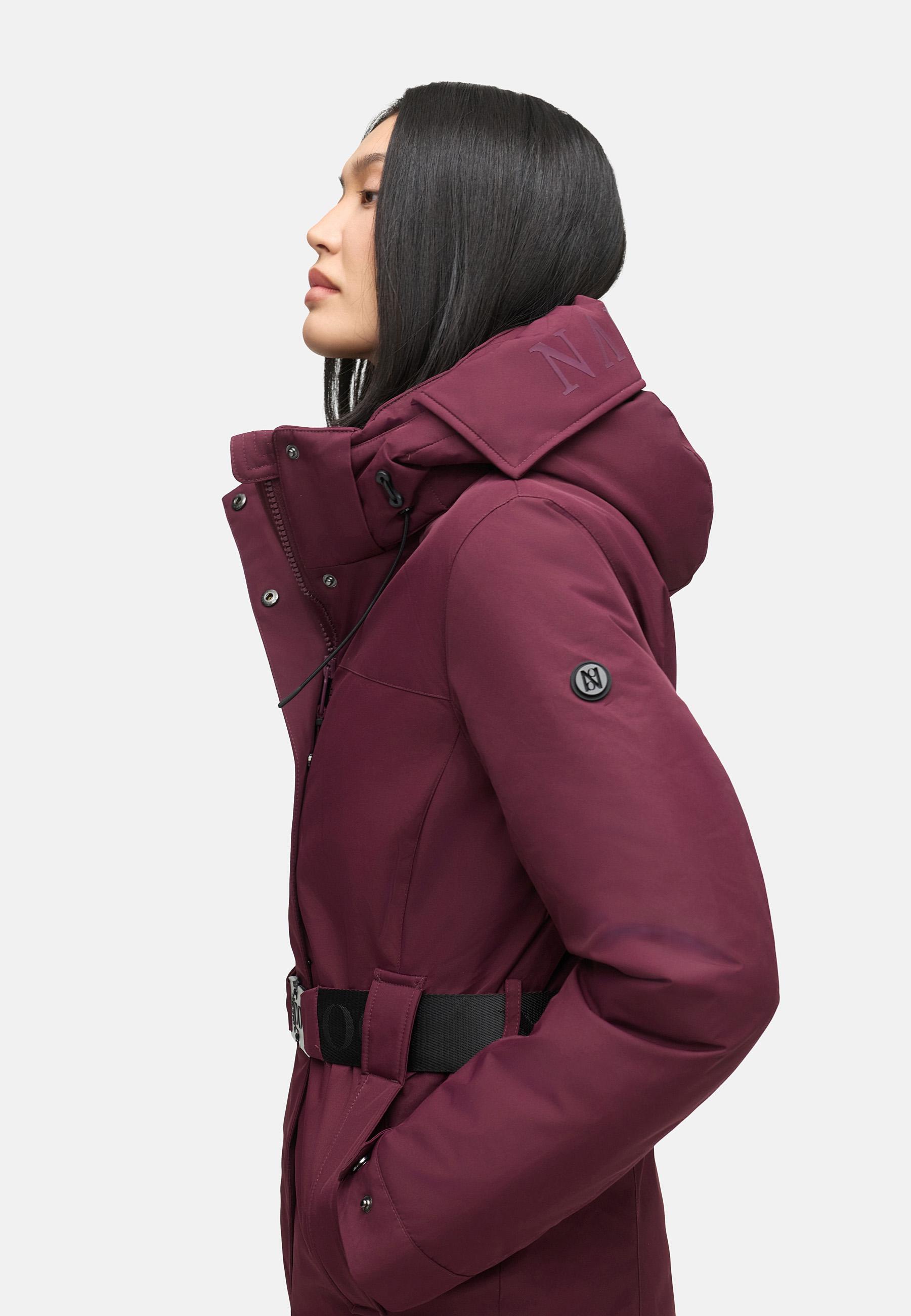 Parka mit abnehmbarer Kapuze und Taillengürtel "Frostkuss 14" Wine