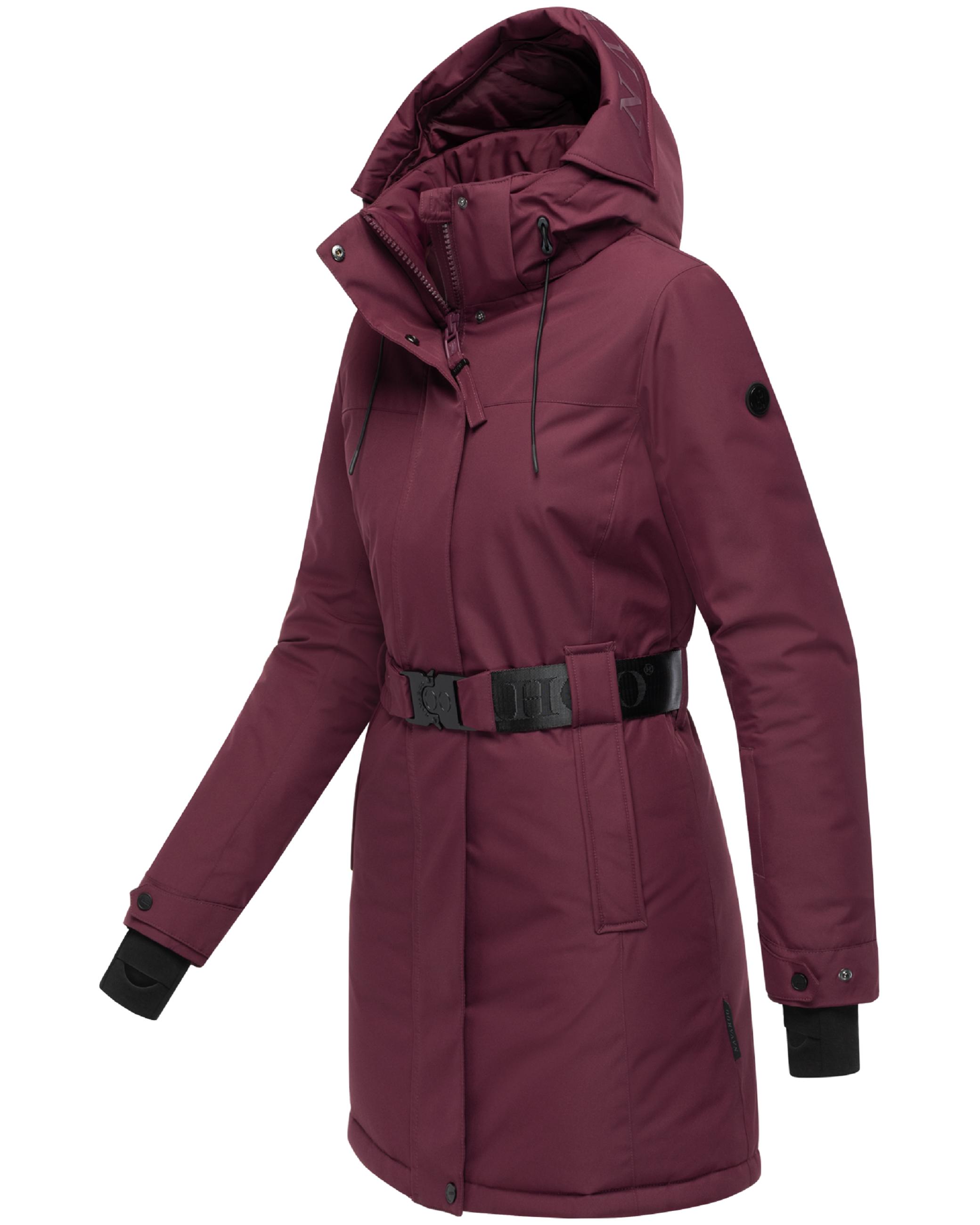 Parka mit abnehmbarer Kapuze und Taillengürtel "Frostkuss 14" Wine