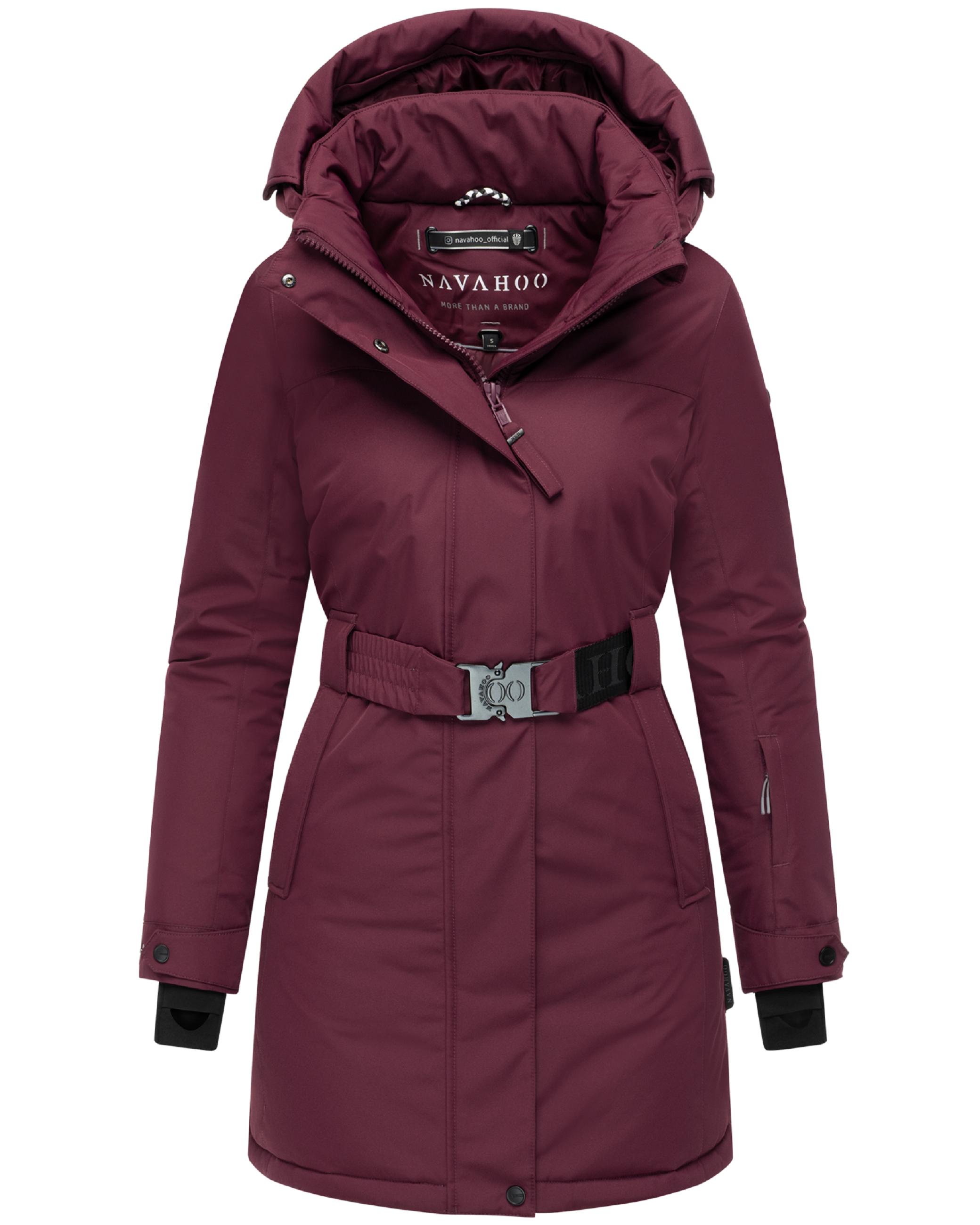 Parka mit abnehmbarer Kapuze und Taillengürtel "Frostkuss 14" Wine