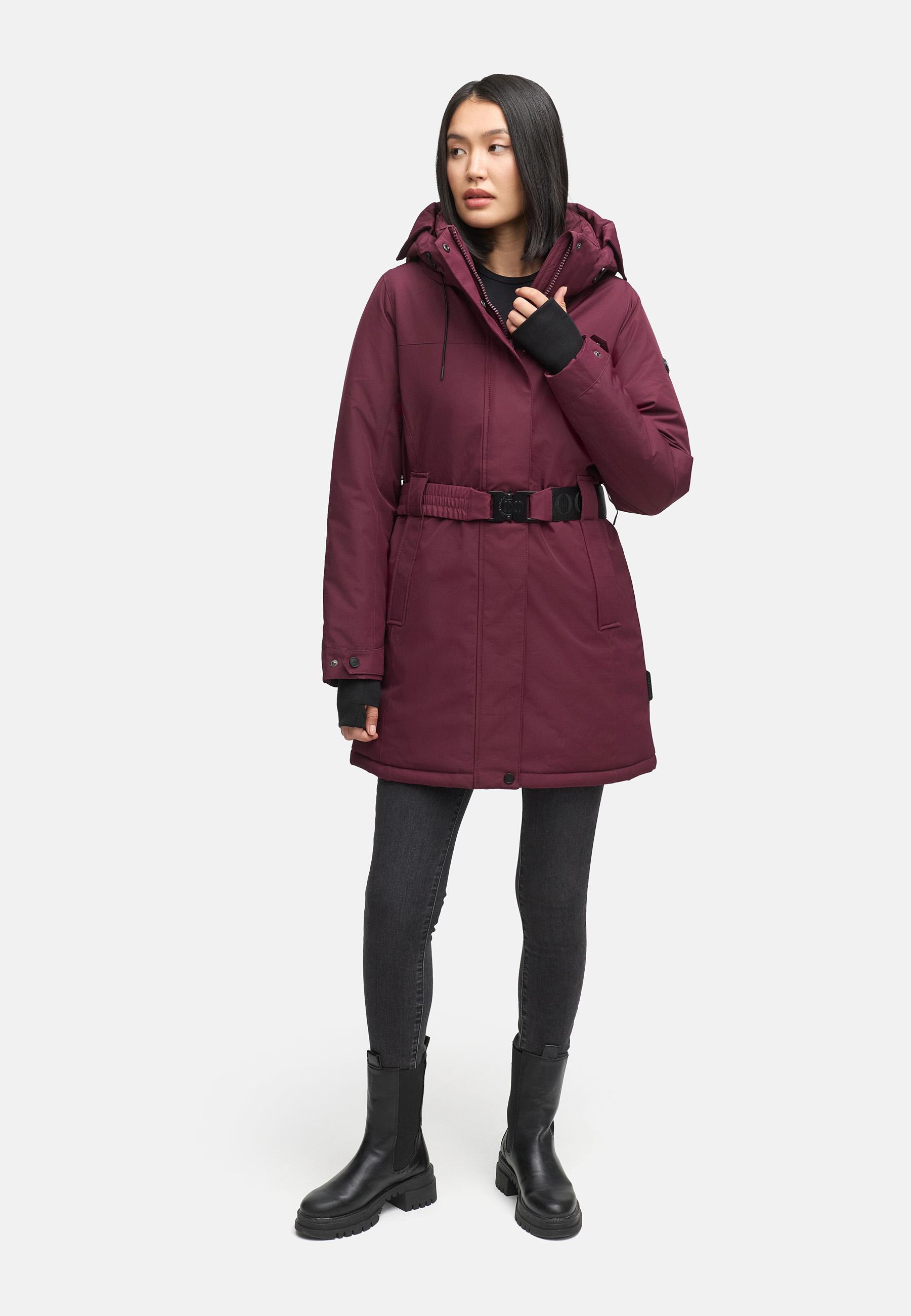 Parka mit abnehmbarer Kapuze und Taillengürtel "Frostkuss 14" Wine