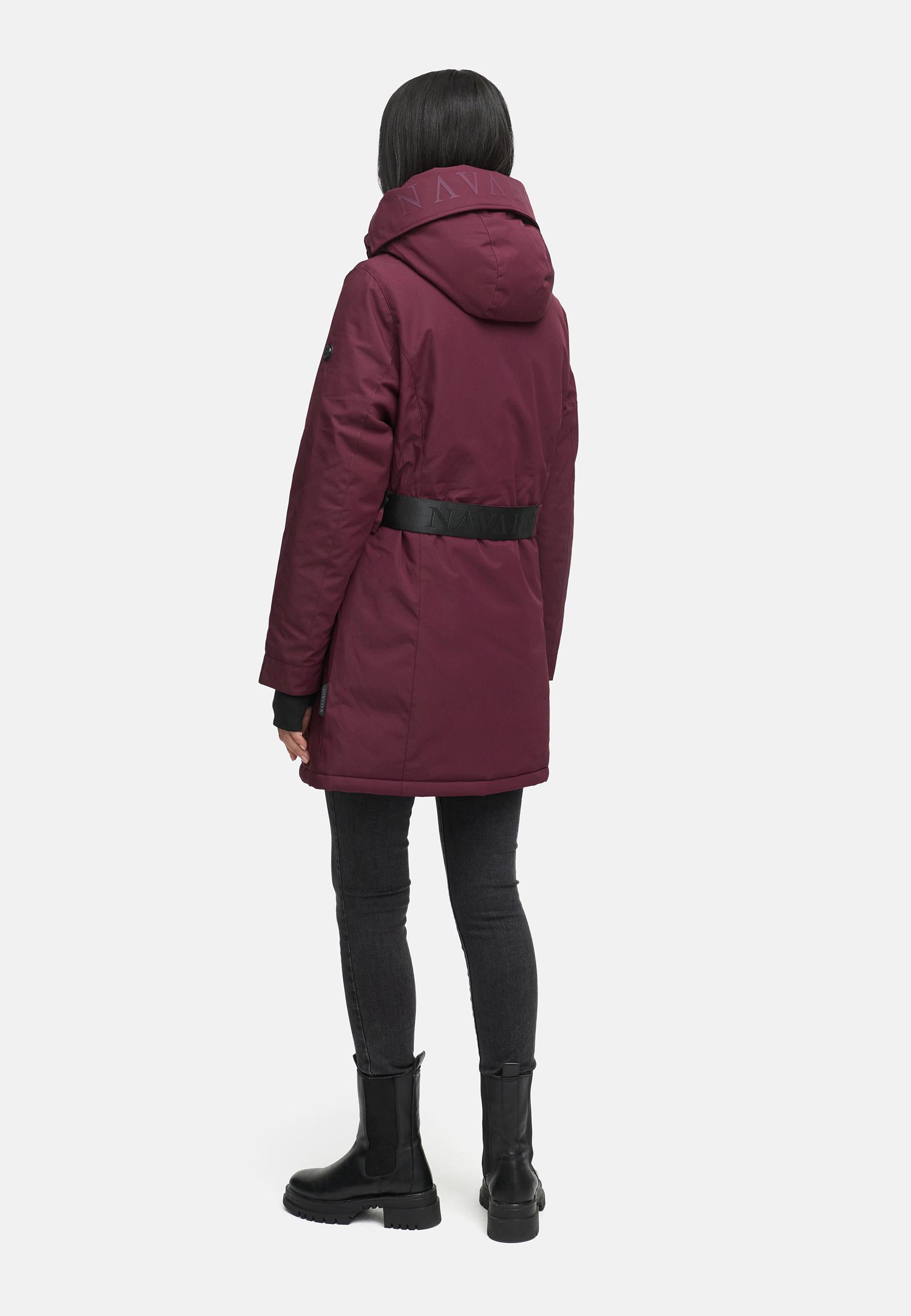Parka mit abnehmbarer Kapuze und Taillengürtel "Frostkuss 14" Wine