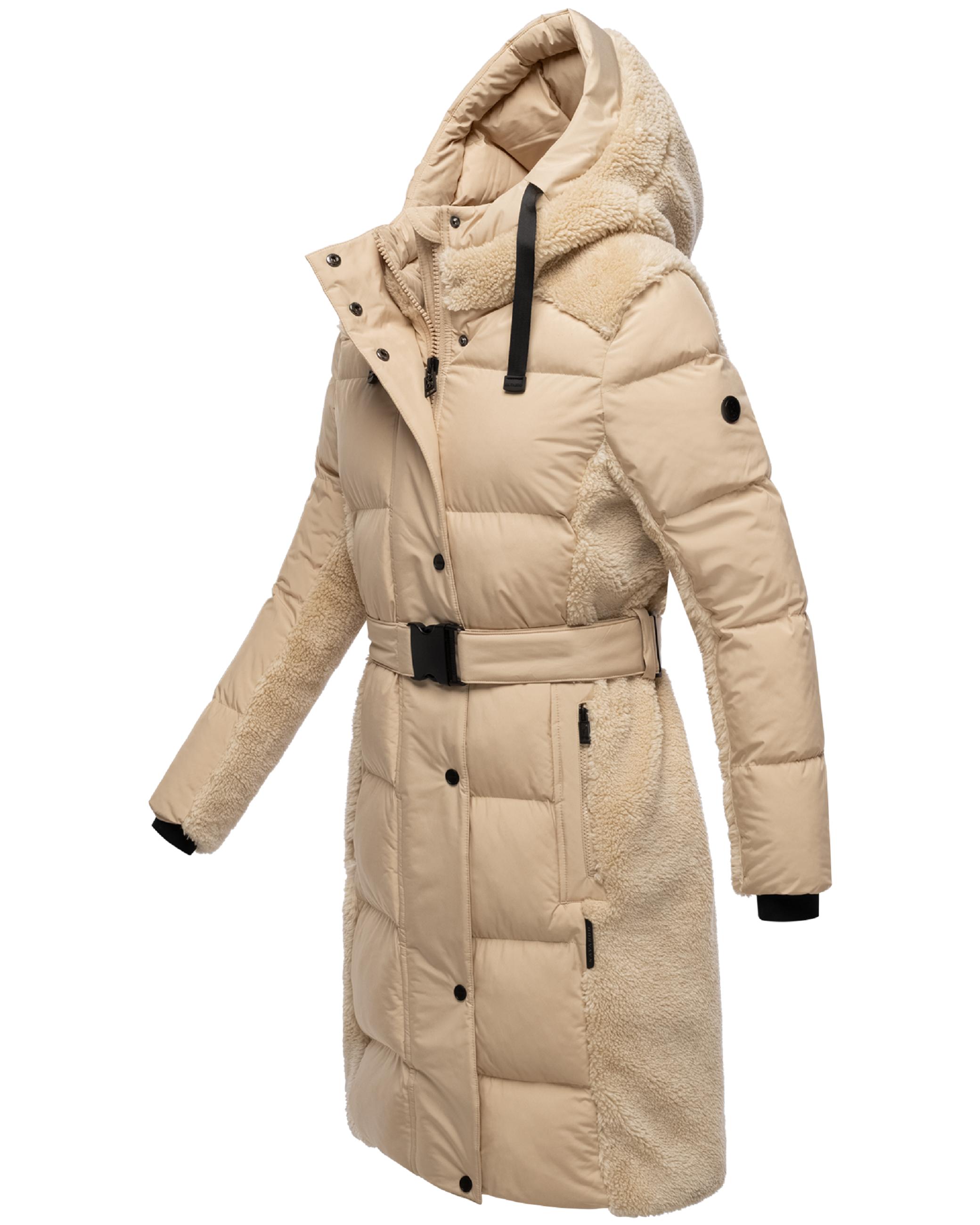 Wintermantel mit Teddyplüsch-Akzenten "Funkelteddy 14" Beige