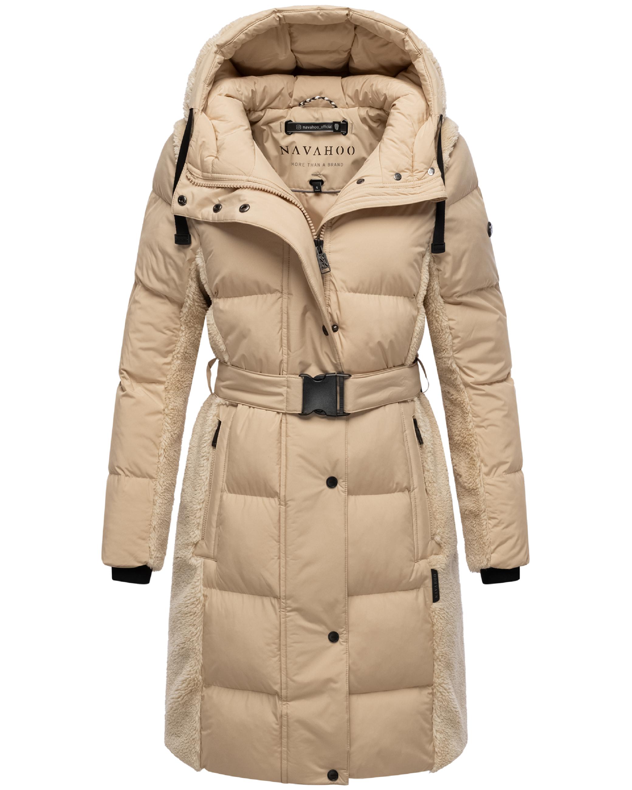 Wintermantel mit Teddyplüsch-Akzenten "Funkelteddy 14" Beige