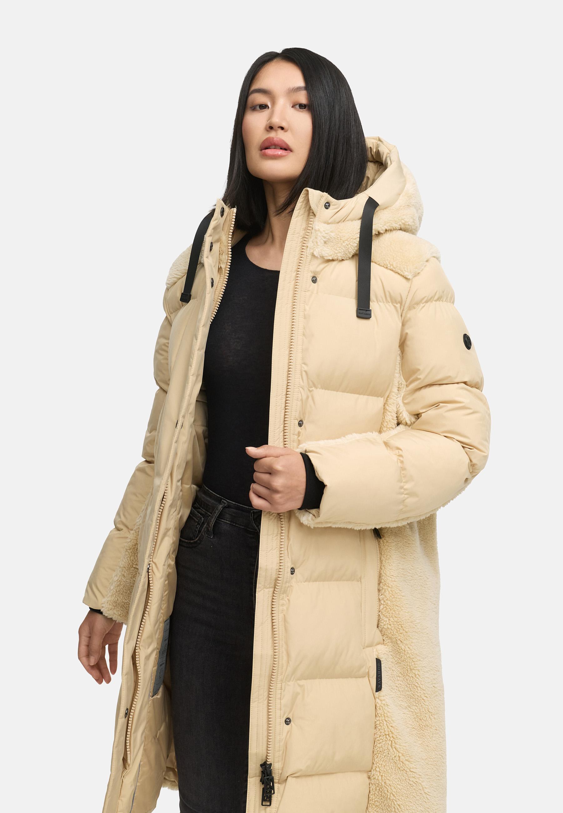 Wintermantel mit Teddyplüsch-Akzenten "Funkelteddy 14" Beige