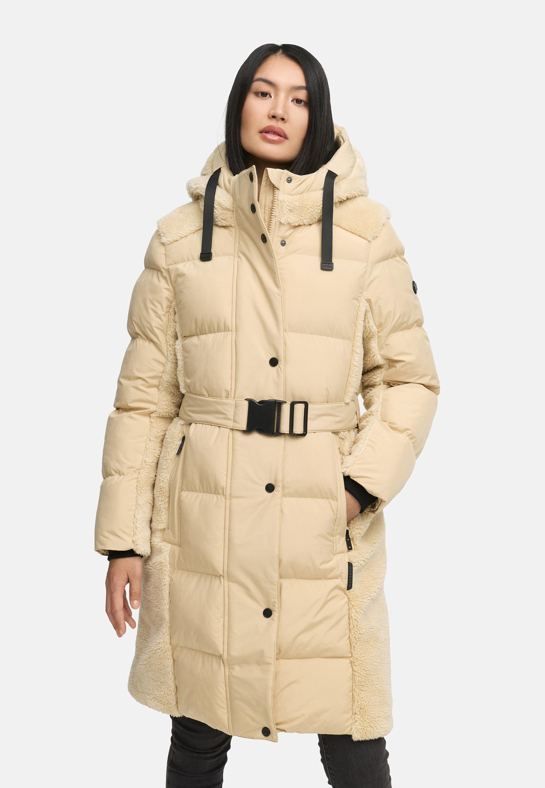 Wintermantel mit Teddyplüsch-Akzenten "Funkelteddy 14" Beige