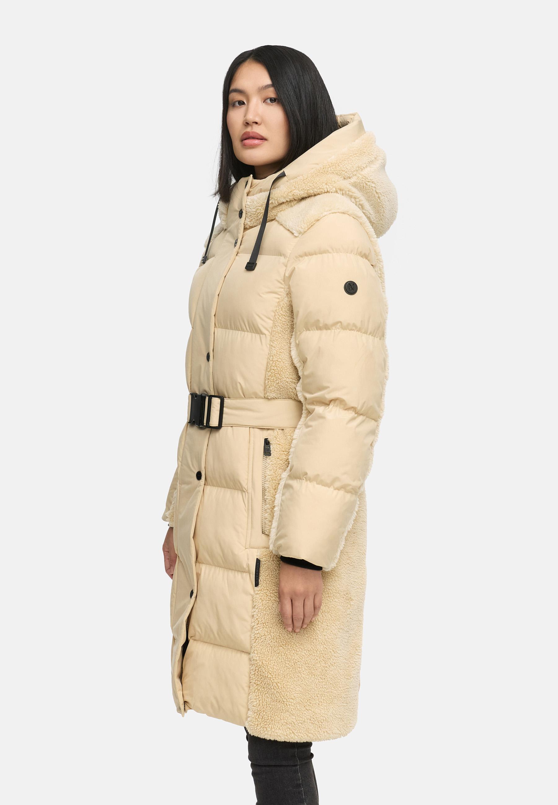 Wintermantel mit Teddyplüsch-Akzenten "Funkelteddy 14" Beige