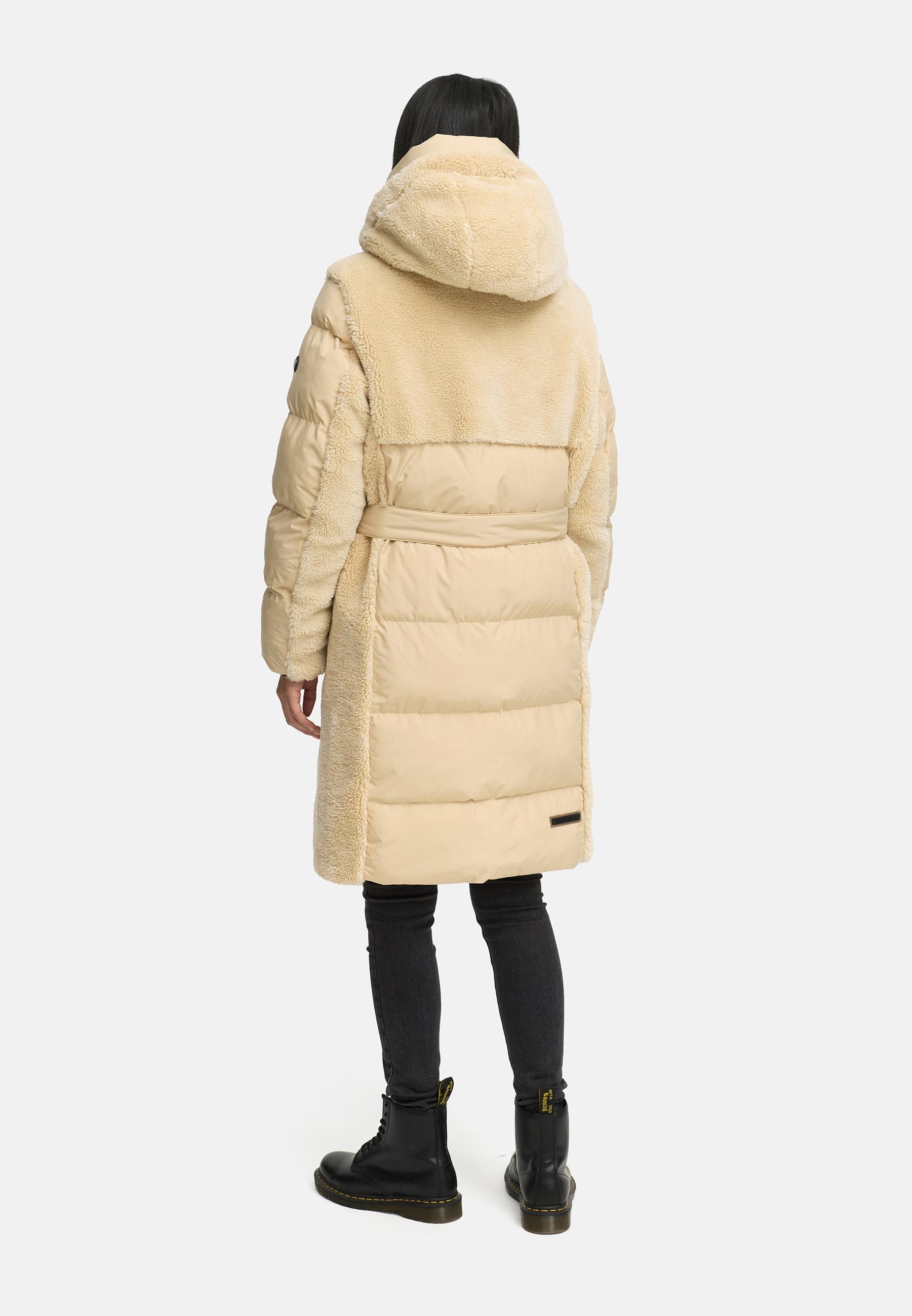 Wintermantel mit Teddyplüsch-Akzenten "Funkelteddy 14" Beige