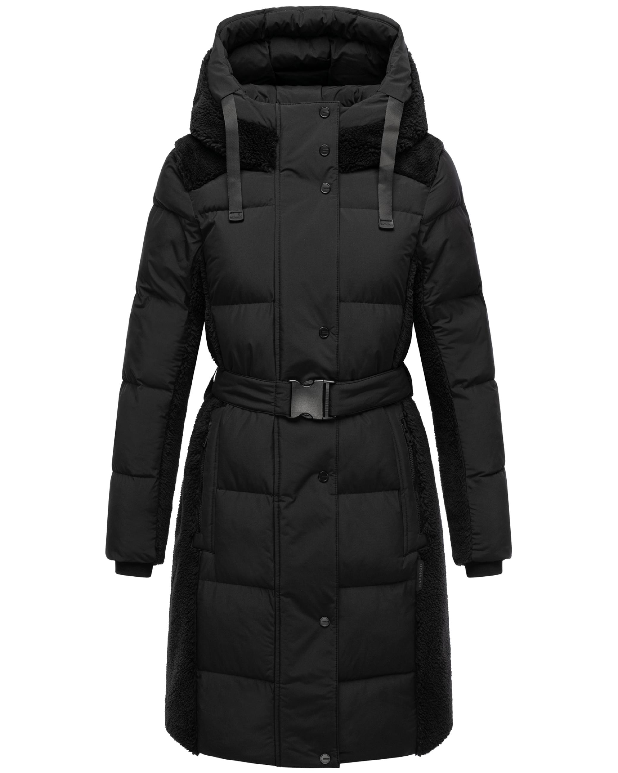 Wintermantel mit Teddyplüsch-Akzenten "Funkelteddy 14" Black